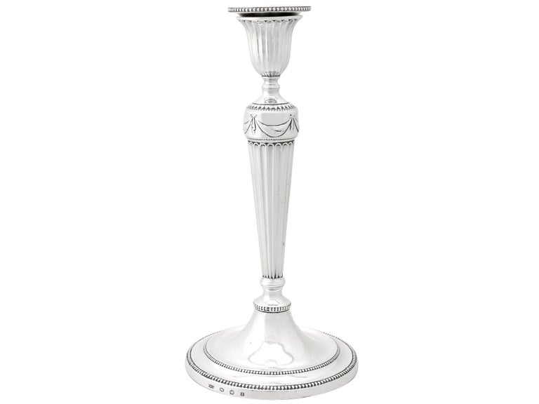 George III Georgian English Sterling Silver Candlesticks For Sale