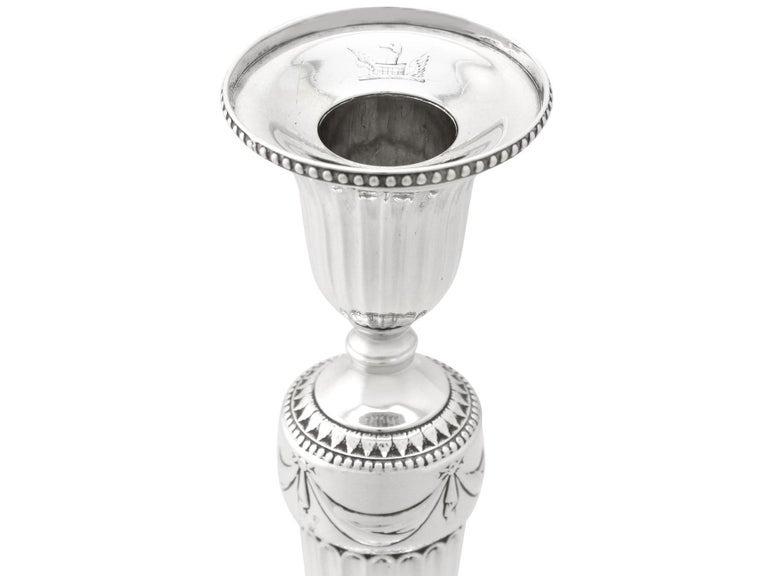 Georgian English Sterling Silver Candlesticks For Sale 2