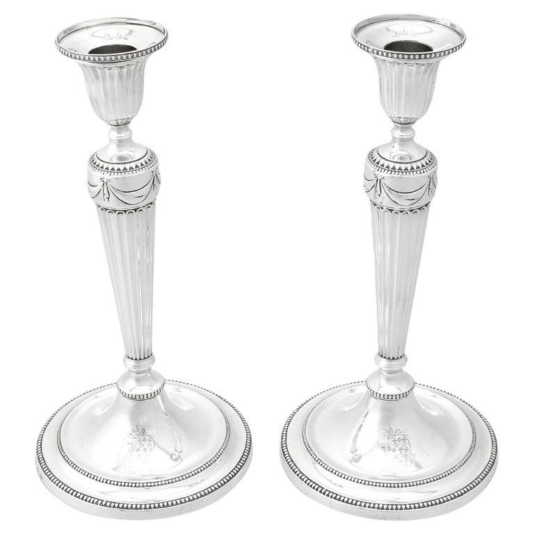 Georgian English Sterling Silver Candlesticks For Sale