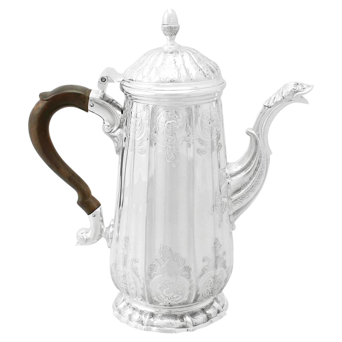 Georgian English Sterling Silver Coffee Pot For Sale
