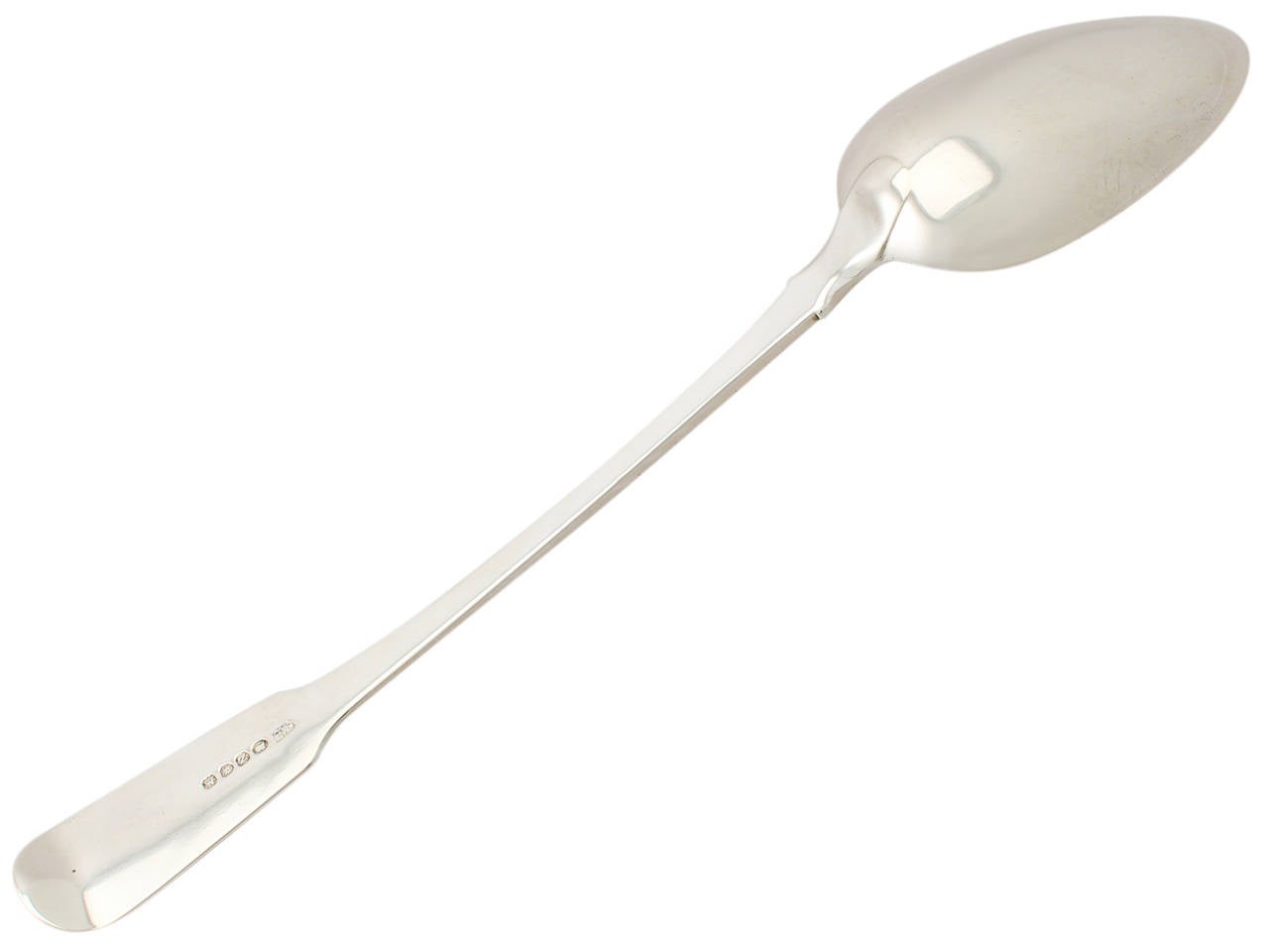 A fine and impressive antique Georgian English sterling silver Fiddle pattern gravy spoon; part of our silver flatware collection

This fine antique George III sterling silver gravy spoon has been crafted in the Fiddle pattern.

The anterior