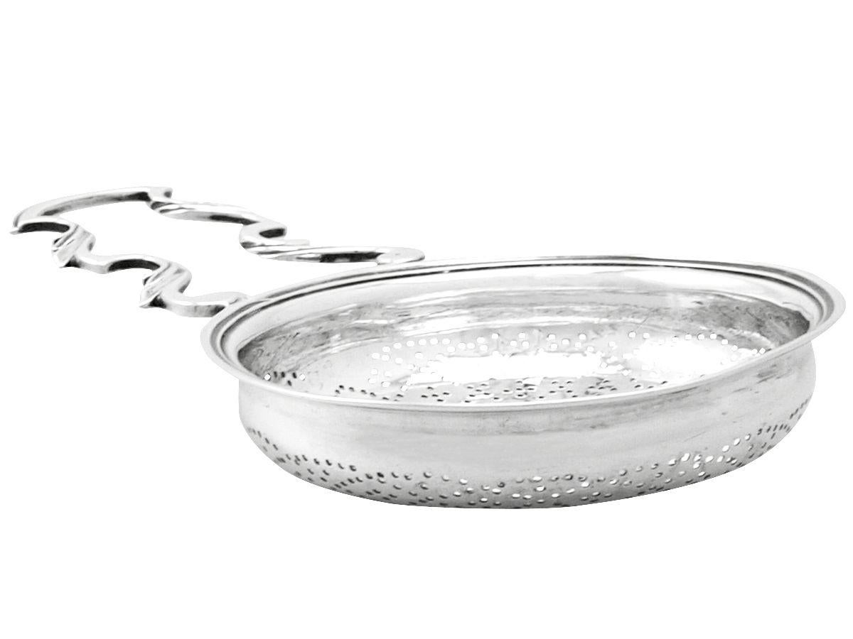 George III Georgian English Sterling Silver Lemon Strainer For Sale