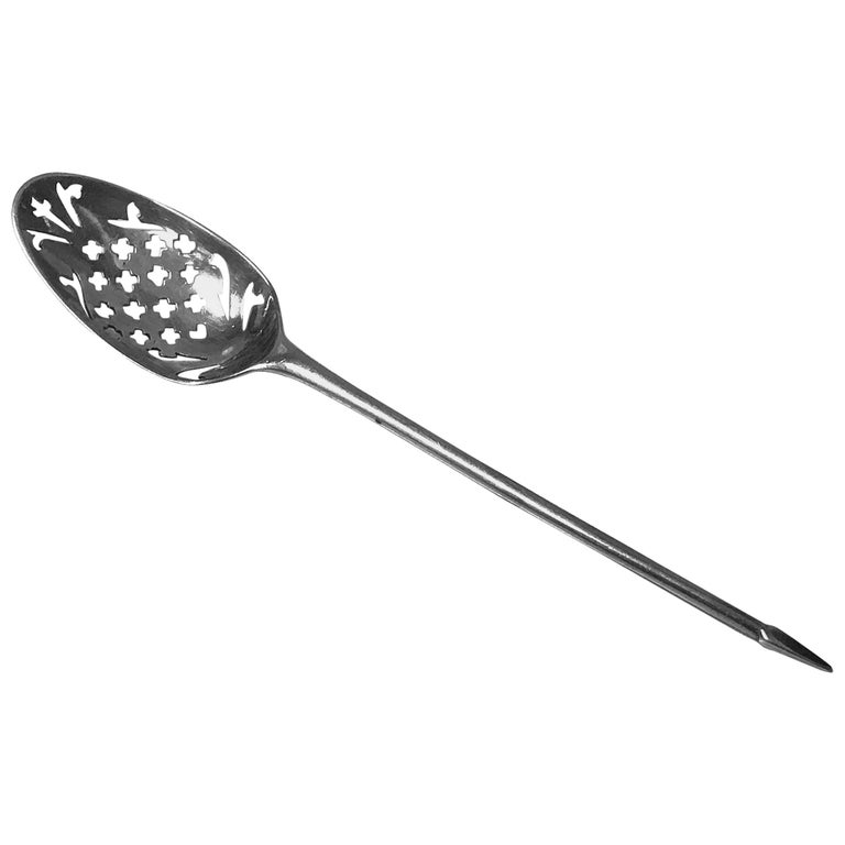 English Sterling Silver Mote Spoon, English, circa 1740 at