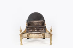 Georgian Engraved Brass Serpentine-Front Dog Grate with Pierced Fretwork