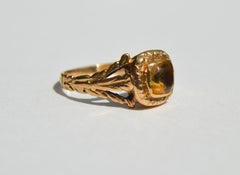 Georgian Era Antique 9 Karat Rose Gold 1.24 Carat Citrine Ring