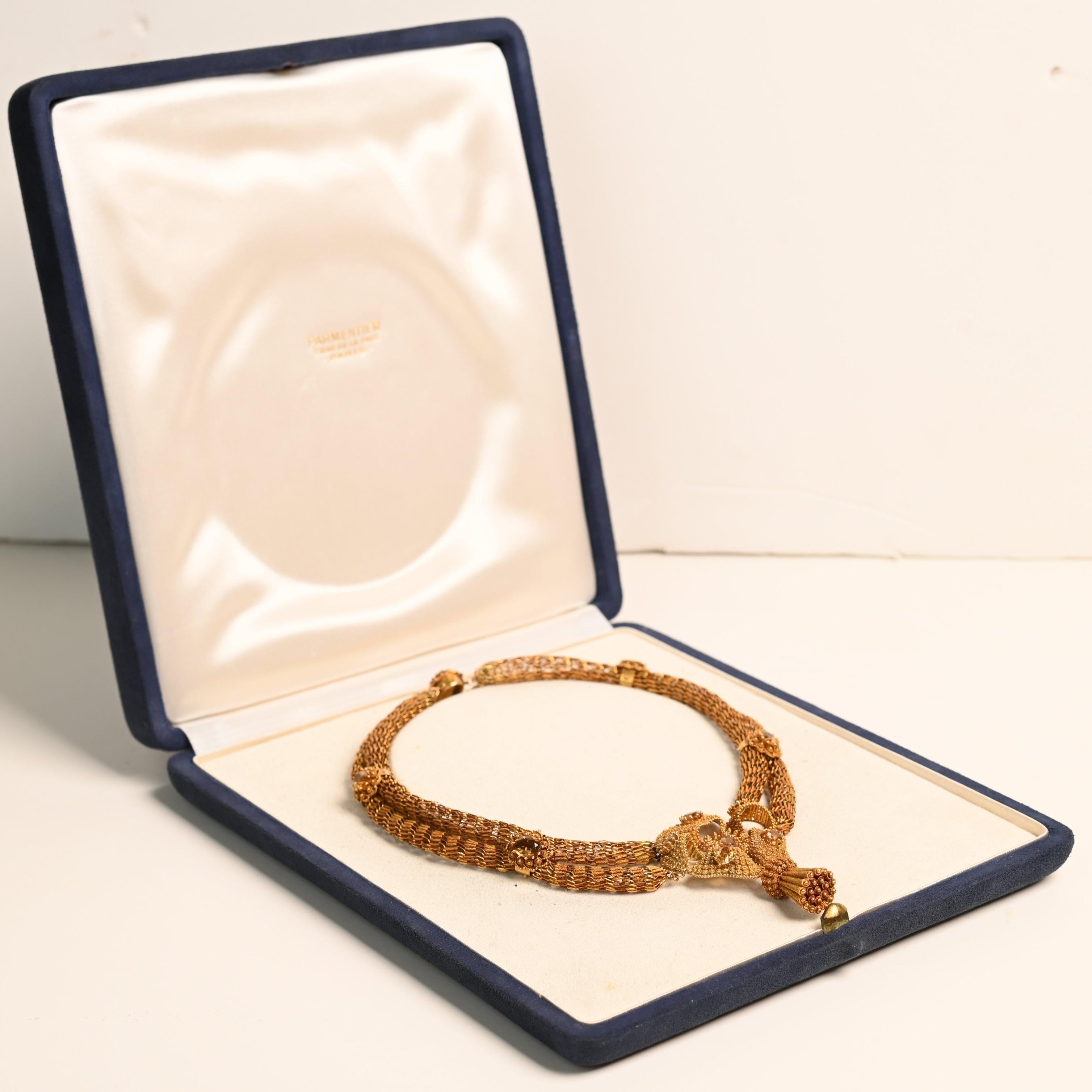 Georgian Era Citrine Gold Necklace, 18K Yellow Gold, Circa 1815 In Excellent Condition For Sale In New York, NY
