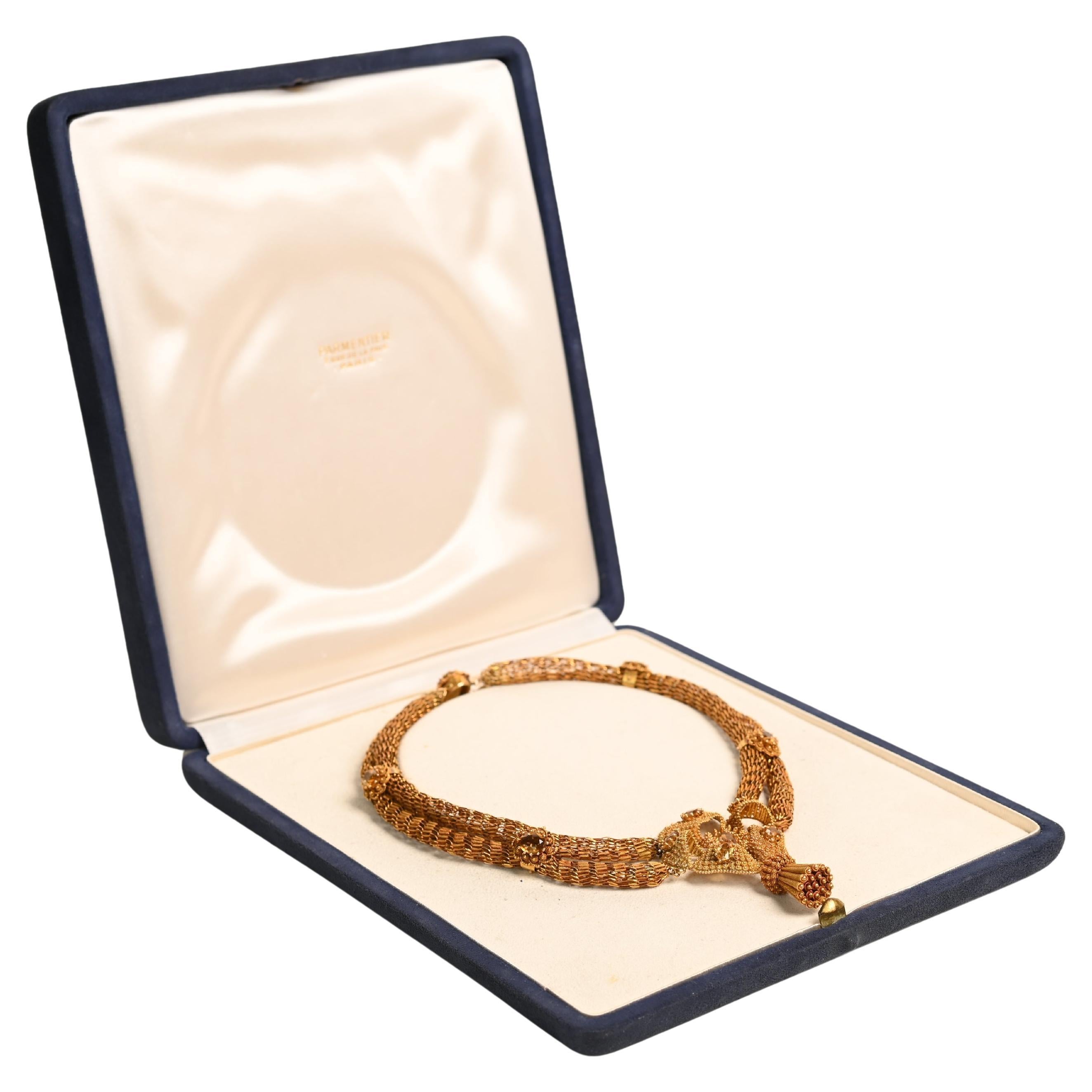 Georgian Era Citrine Gold Necklace, 18K Yellow Gold, Circa 1815 For Sale