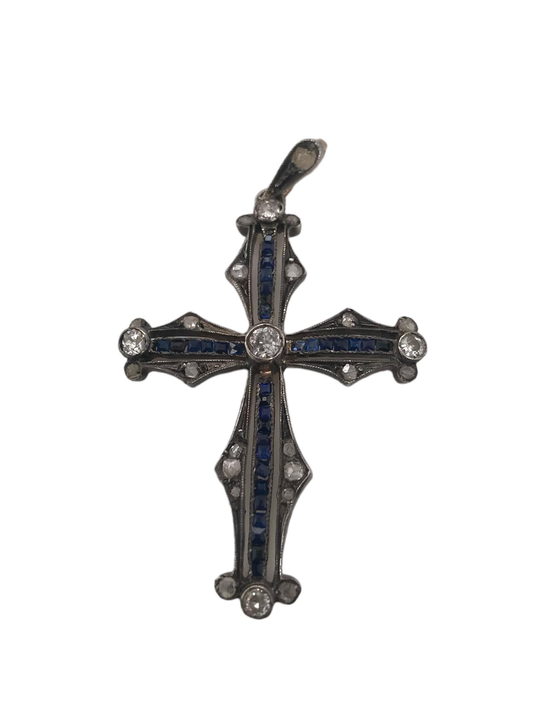 Georgien Croix en diamant et saphir de l'époque géorgienne en vente
