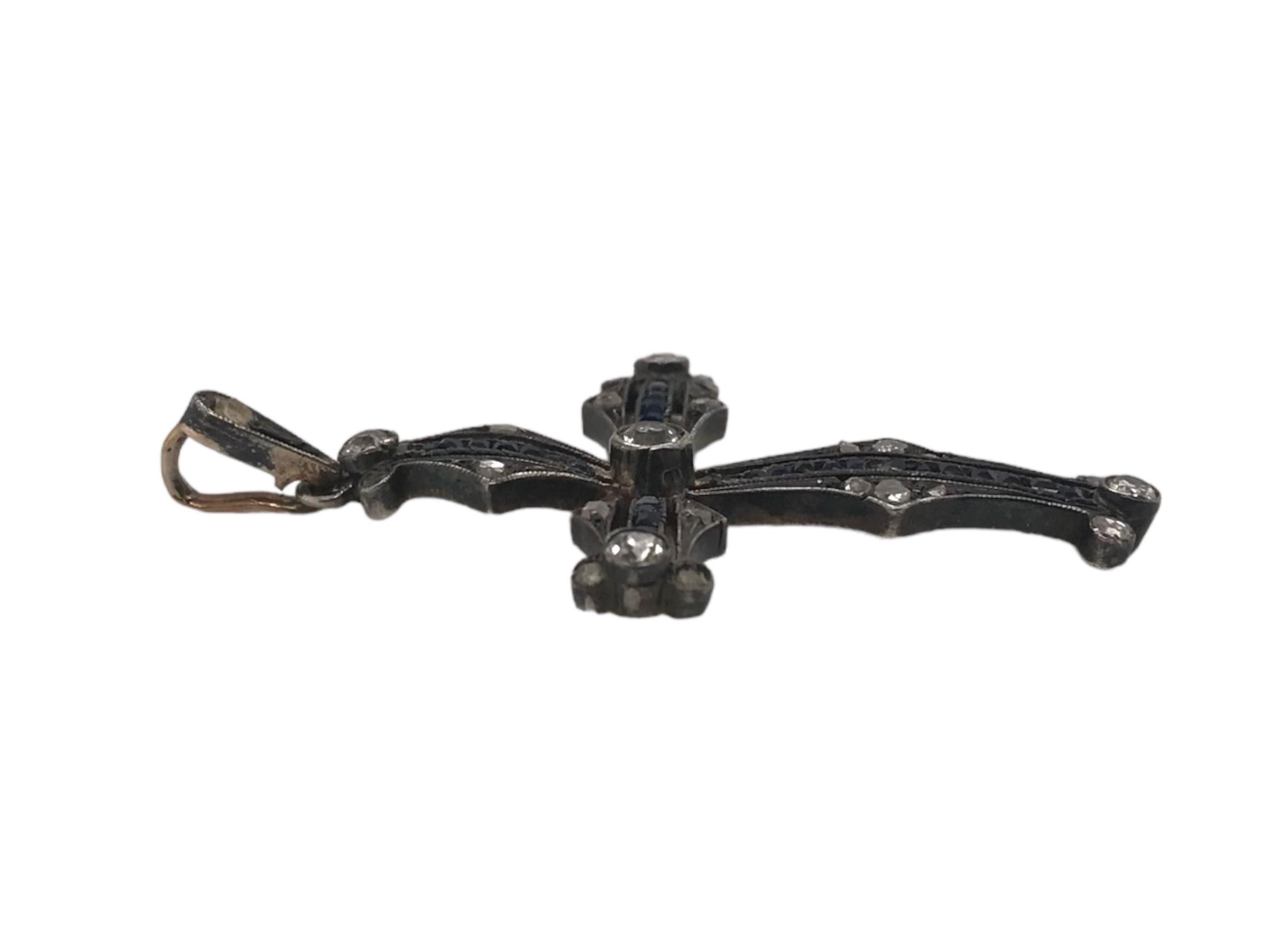Croix en diamant et saphir de l'époque géorgienne Bon état - En vente à Montgomery, AL