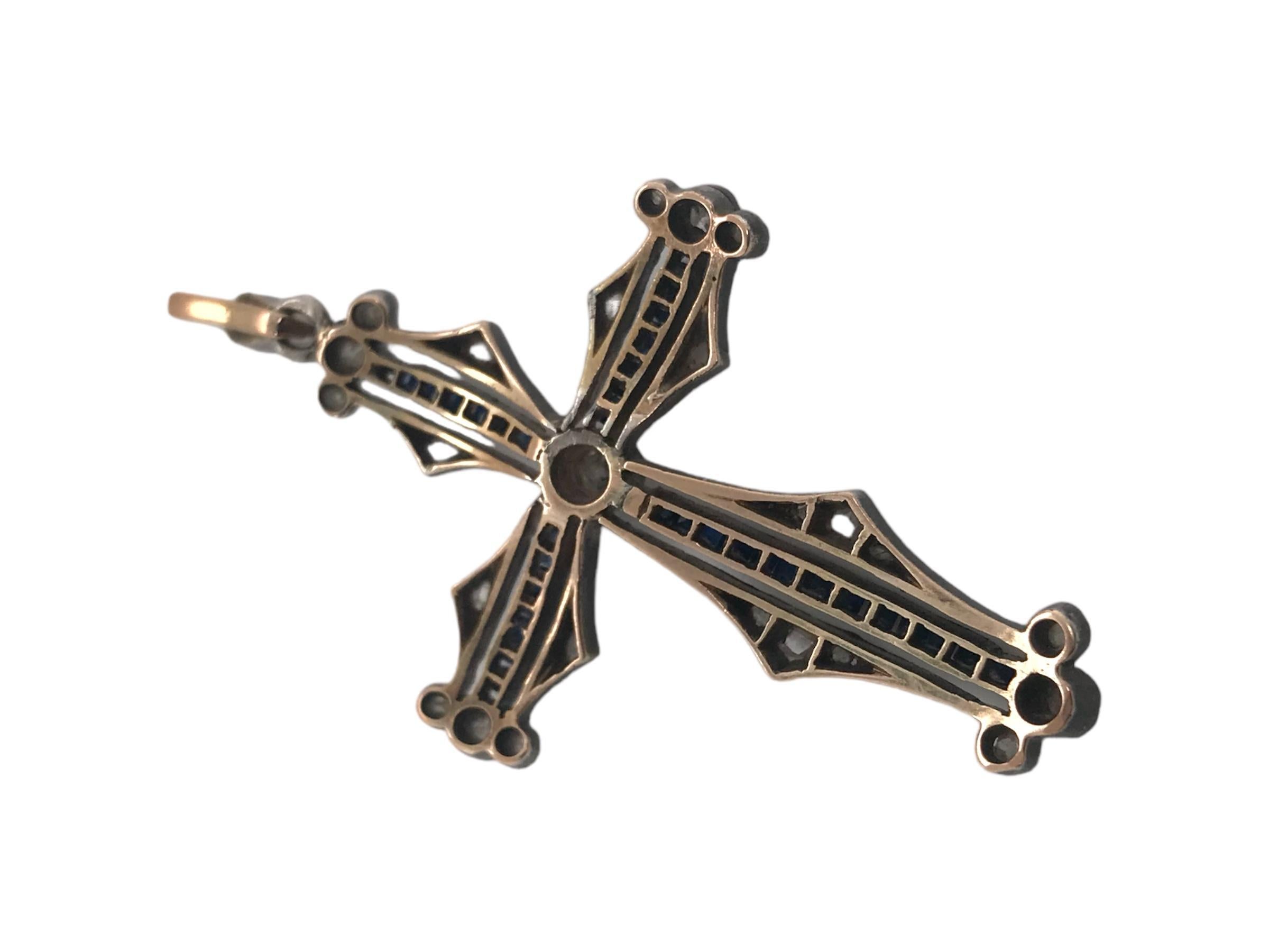 Croix en diamant et saphir de l'époque géorgienne Pour femmes en vente