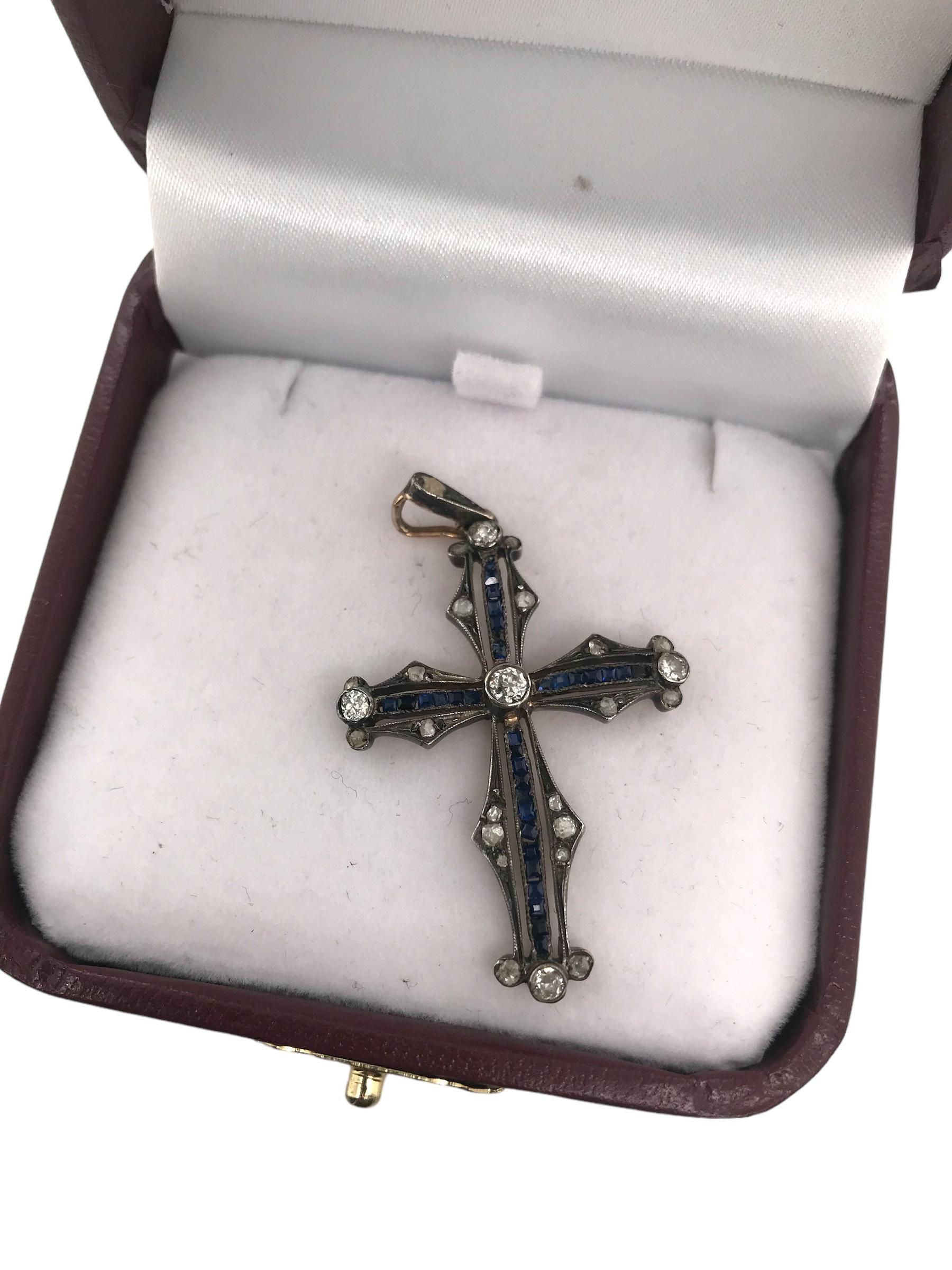 Croix en diamant et saphir de l'époque géorgienne en vente 2