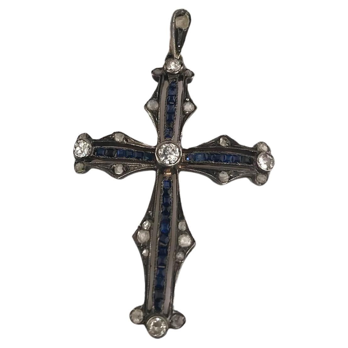 Georgian Era Diamond & Sapphire Cross