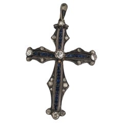 Antique Georgian Era Diamond & Sapphire Cross