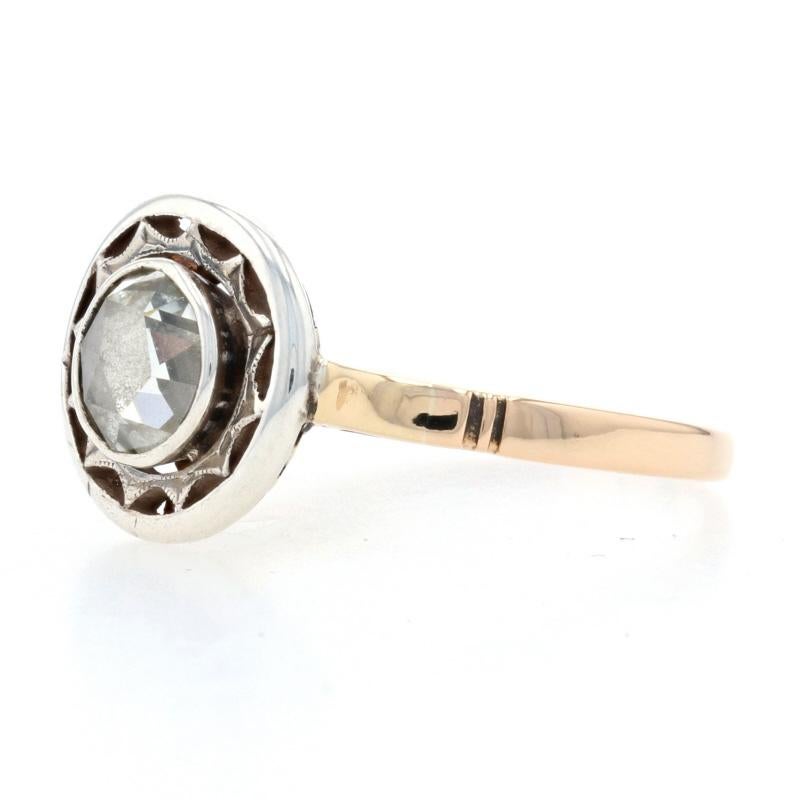 For Sale:  Georgian Era Diamond Solitaire Ring, 14k Gold & Silver Antique Rose .68ct 3