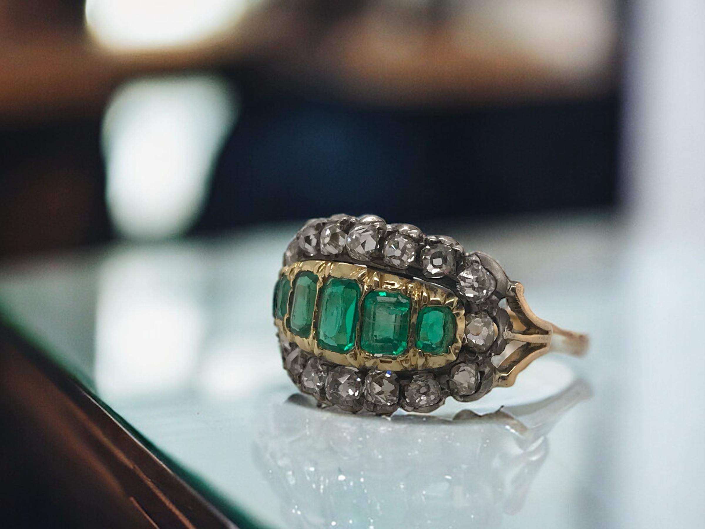 We always love Georgian pieces! 
It is hard to believe they are still around to wear and love.

Ring Details
Material: 18K Yellow Gold Base & Silver Top
Head Width: 13.4mm
Shank Width: 2.0mm
Finger Size: 5.5
Sizable Upon Request

Accented by the
