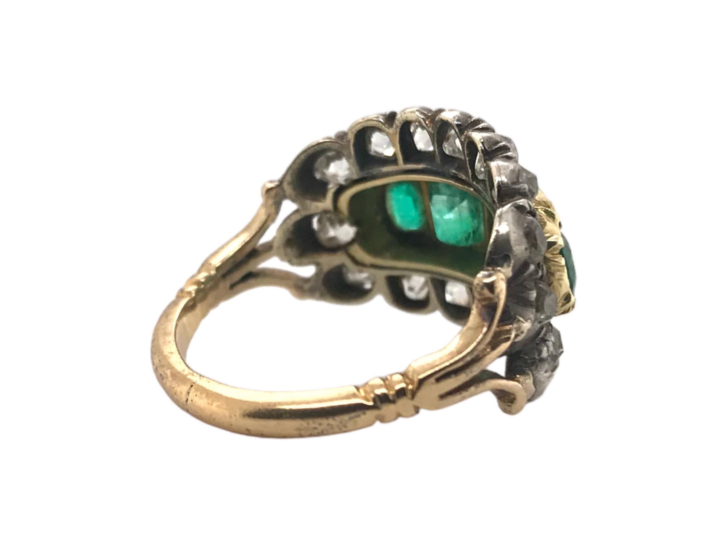 Georgian Era Emerald & Diamond Cocktail Ring 3