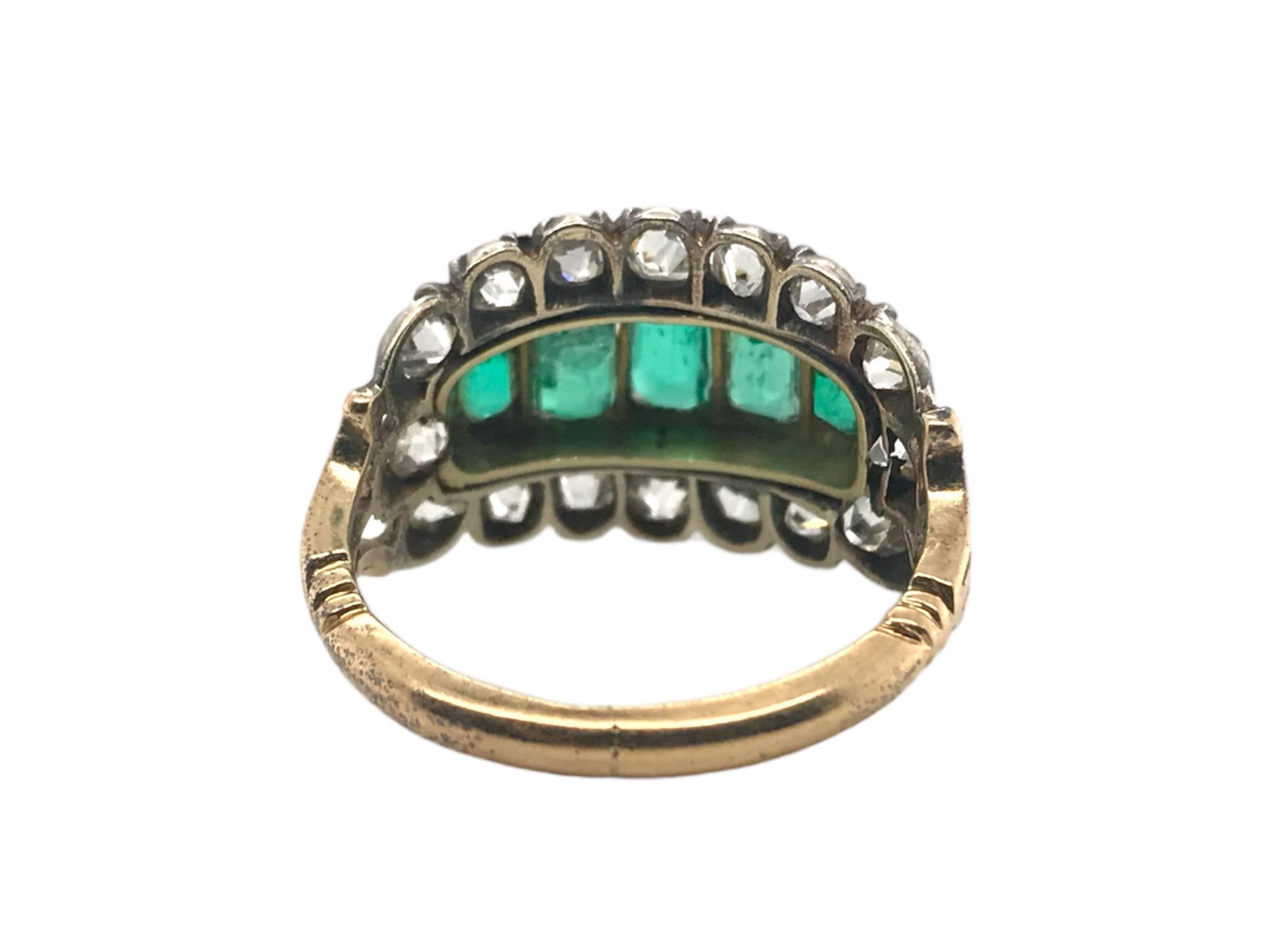 Georgian Era Emerald & Diamond Cocktail Ring 4