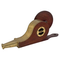Georgian Era Mechanical Fire Bellows of Brass and Mahogany from England