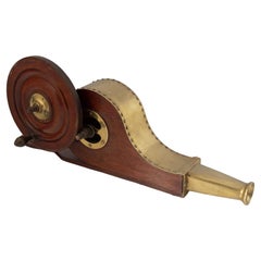 Georgian Era Mechanical Fire Bellows of Brass and Mahogany from England