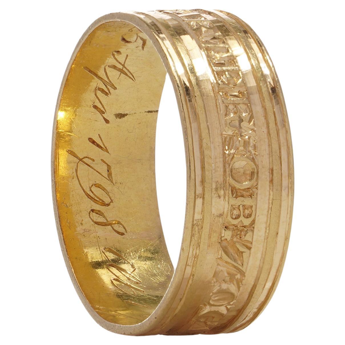 Georgian Era Mourning Band: 22kt Yellow Gold with Inscription. 