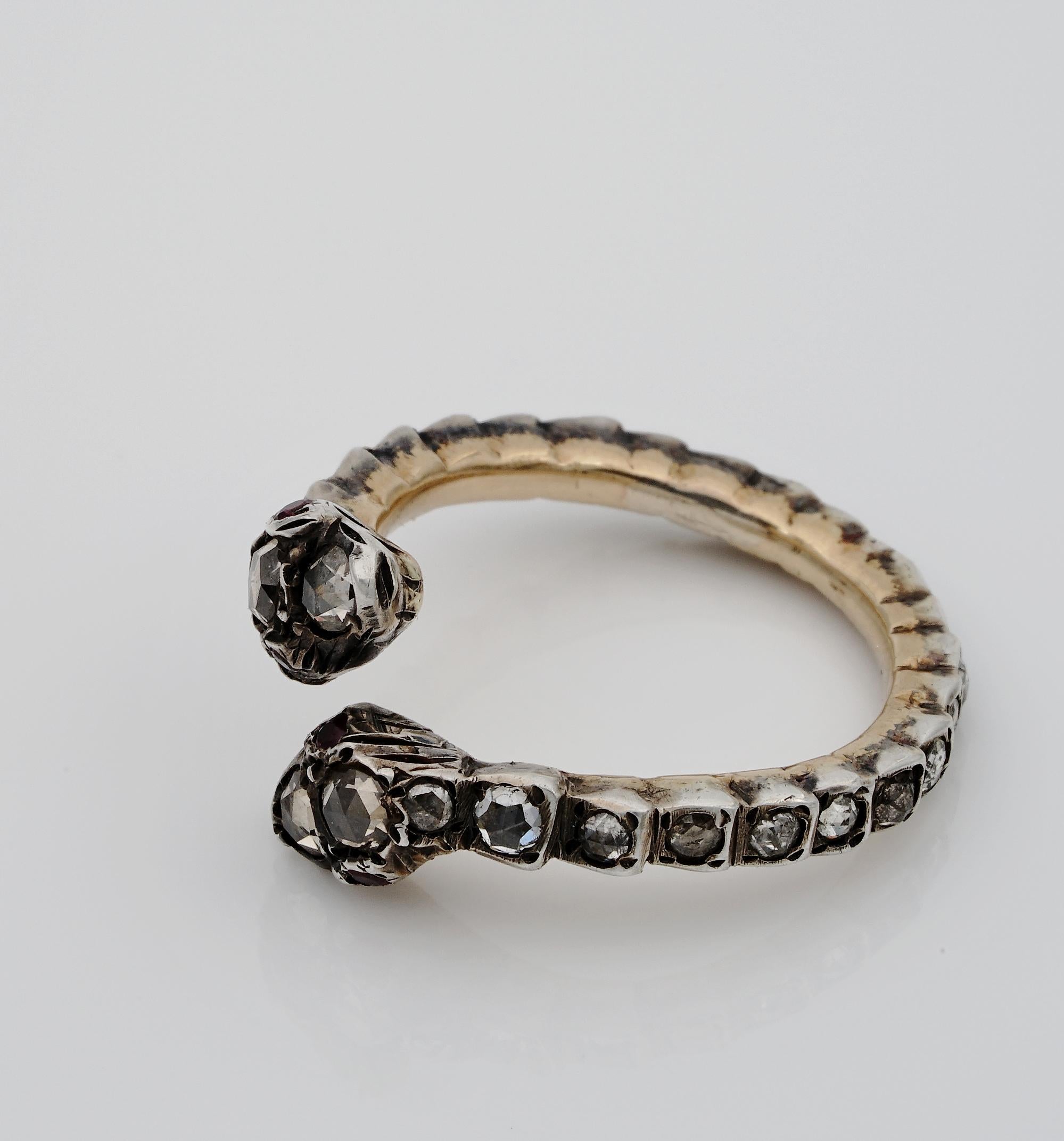 Rose Cut Georgian Era Rare Diamond Snake Eternity Ring