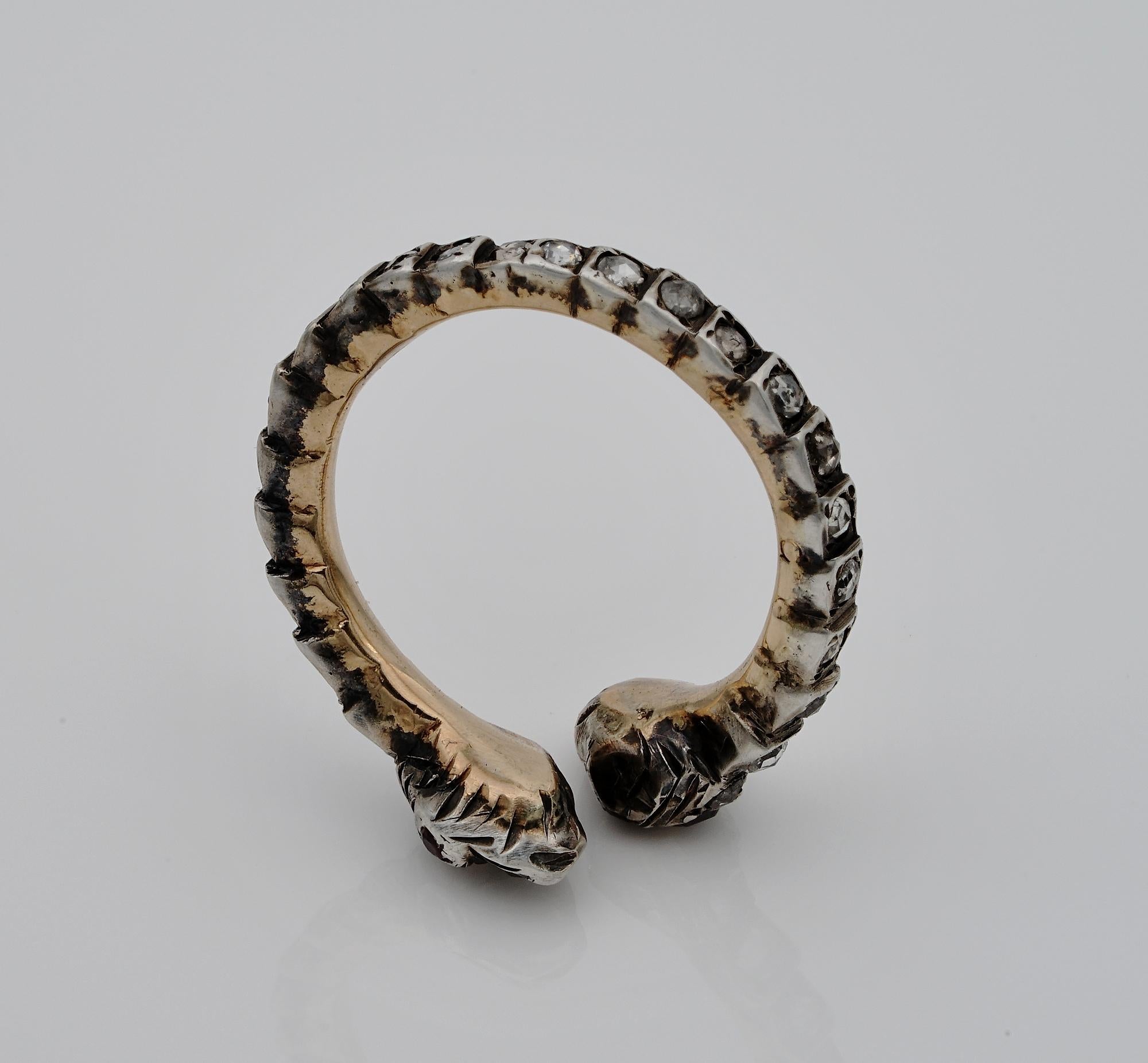 Georgian Era Rare Diamond Snake Eternity Ring In Good Condition In Napoli, IT