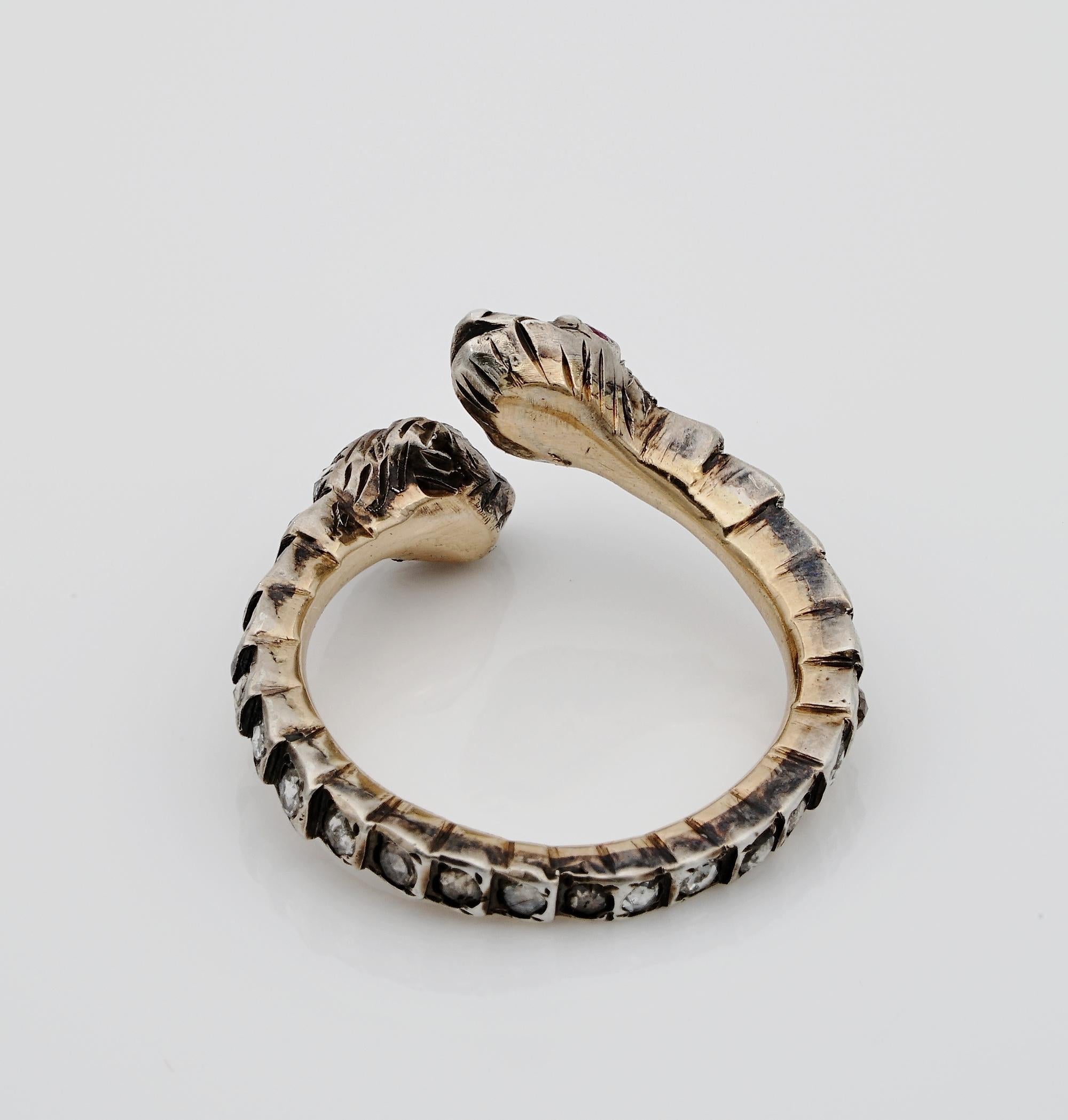 Women's or Men's Georgian Era Rare Diamond Snake Eternity Ring