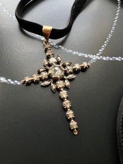 Georgian Era Rose Cut Diamond Flemish Cross Pendant