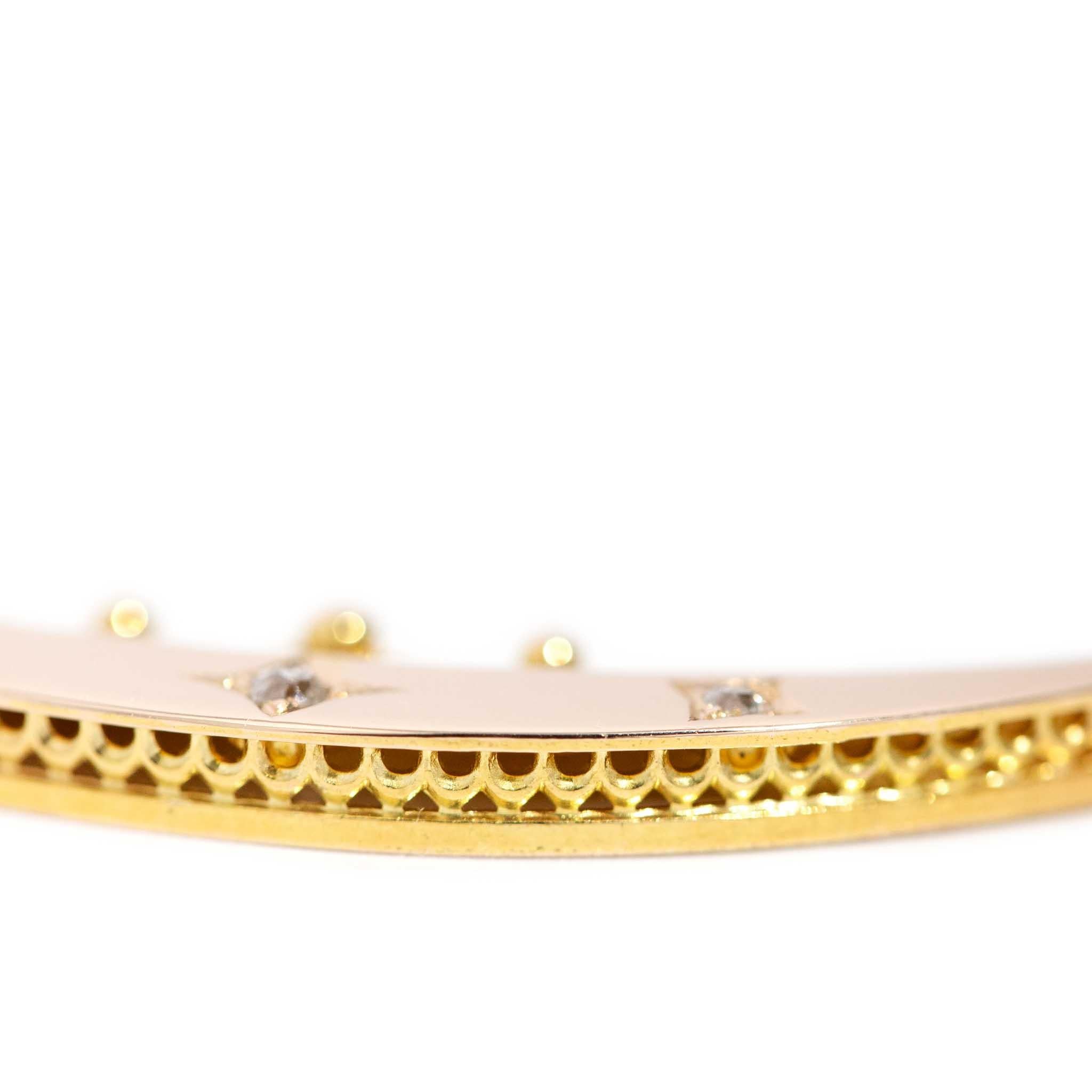 Collana a mezzaluna con diamanti incastonati di epoca georgiana in oro 15 carati in vendita 1
