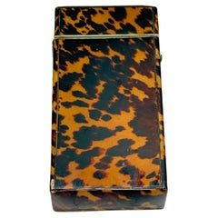 Estuche para puros georgiano con bisagra y montura de carey y plata C. 1830