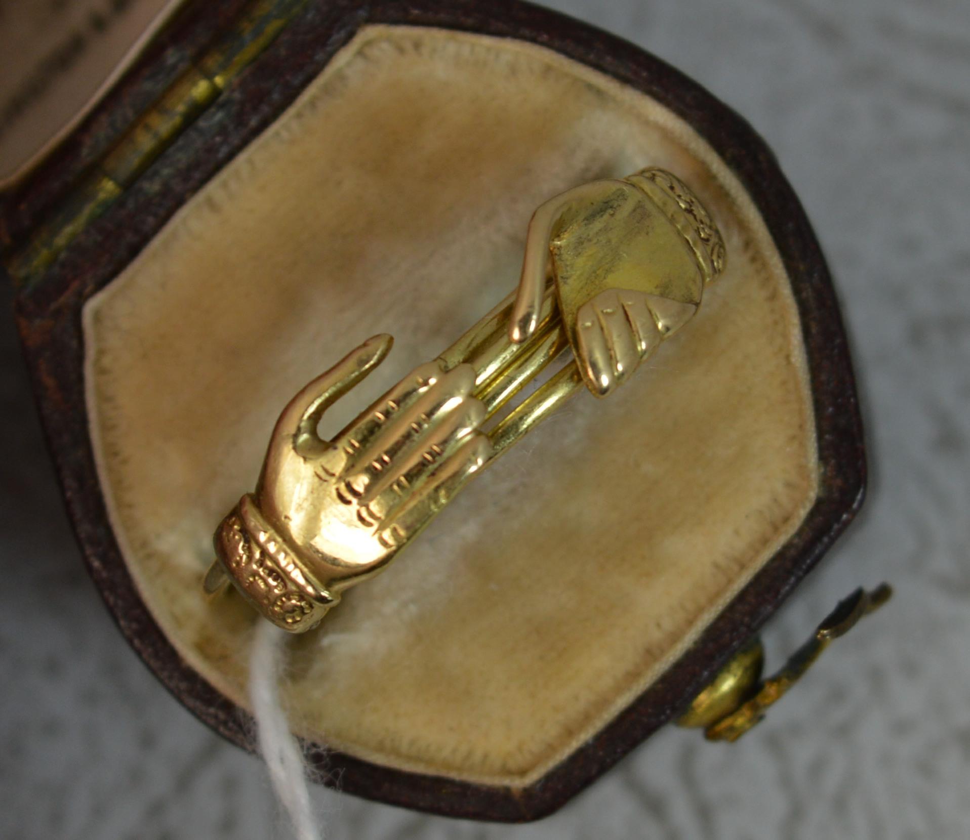 Georgian FEDE Handholding Faith Puzzle Ring in 18 Carat Gold 2
