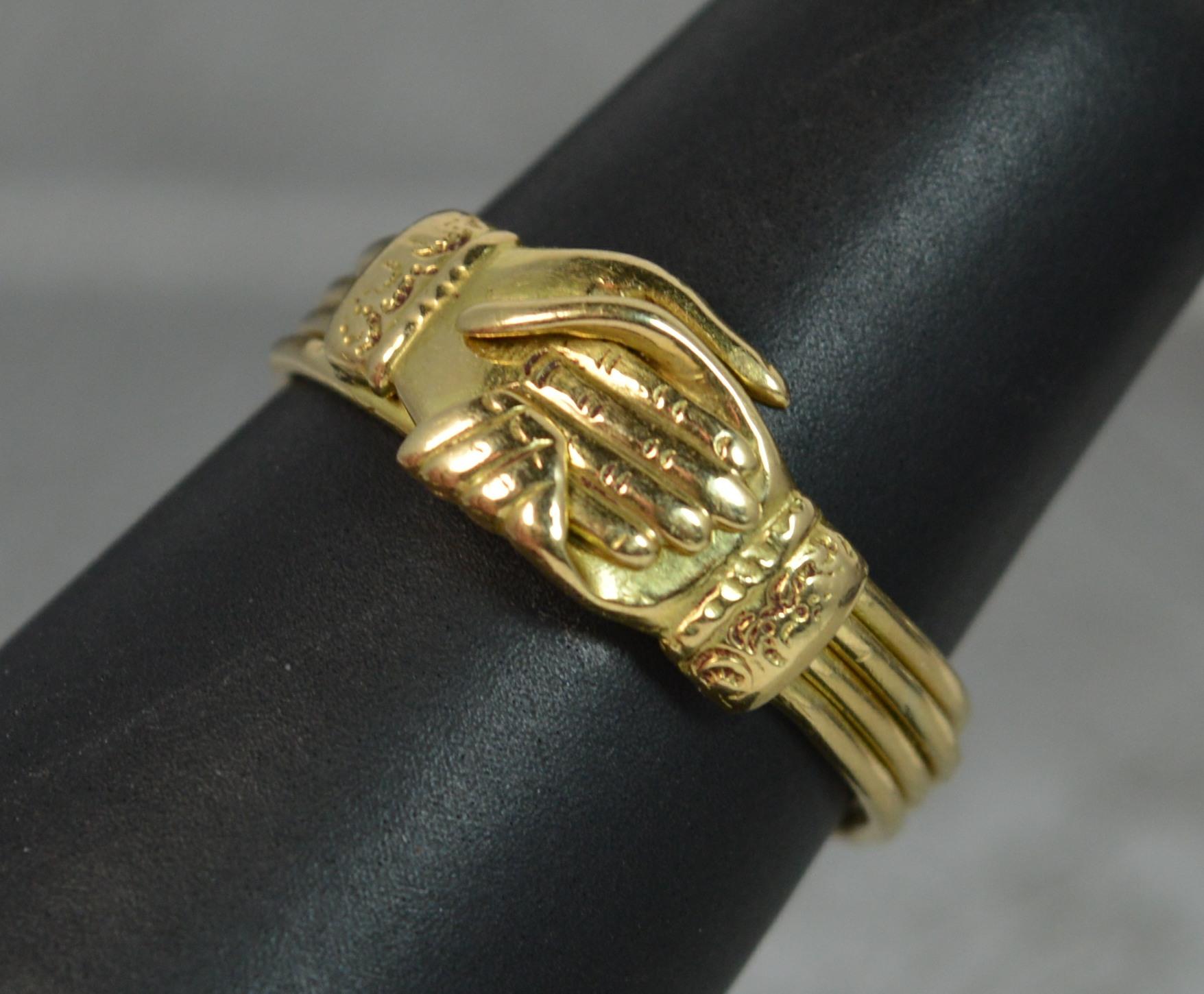 George III Georgian FEDE Handholding Faith Puzzle Ring in 18 Carat Gold