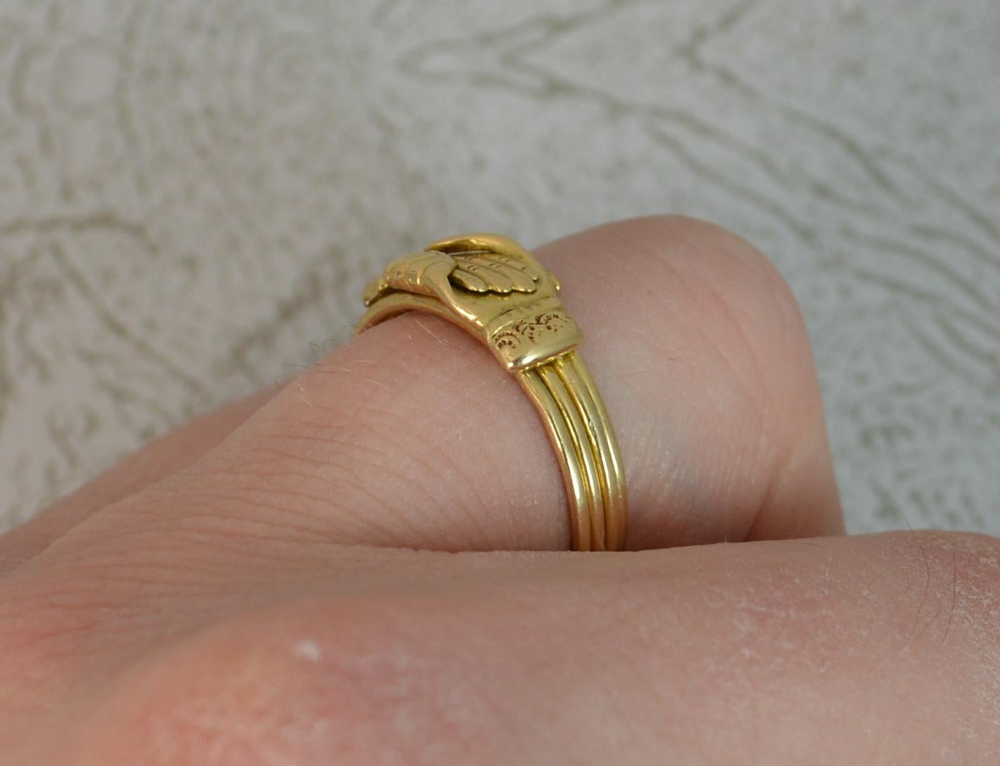 Georgian FEDE Handholding Faith Puzzle Ring in 18 Carat Gold 1