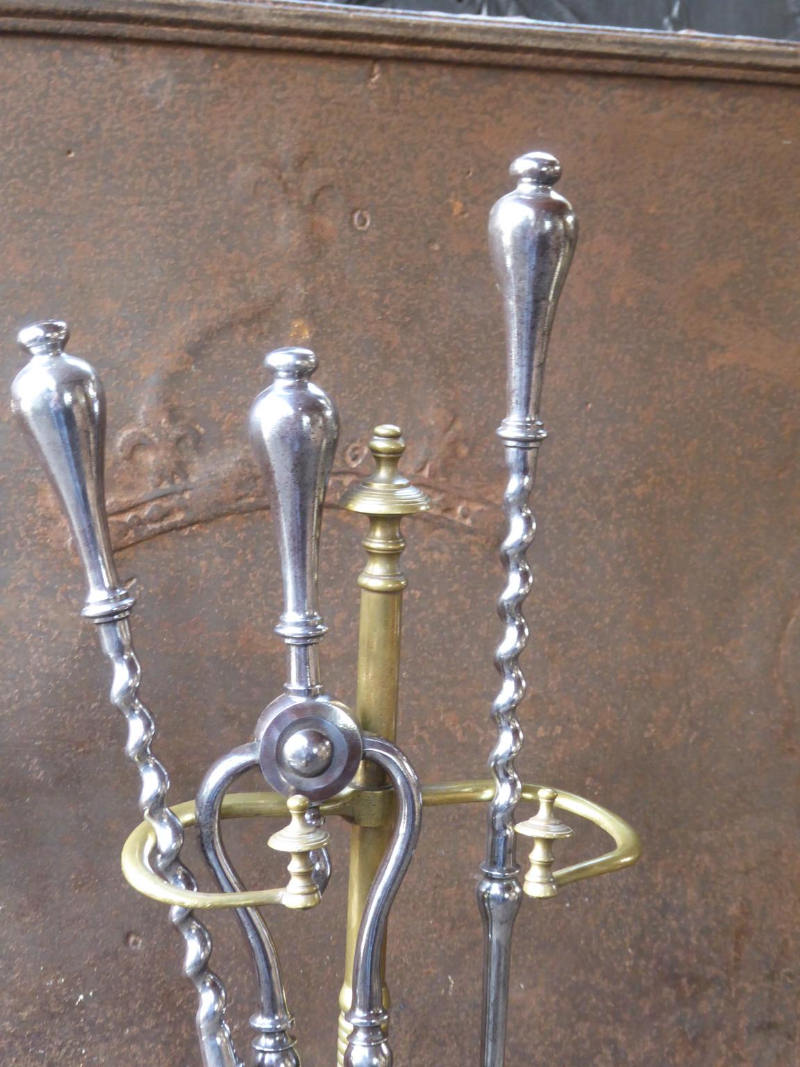 Polished Georgian Fire Irons or Fireplace Tool Set, 18th-19th Century For Sale