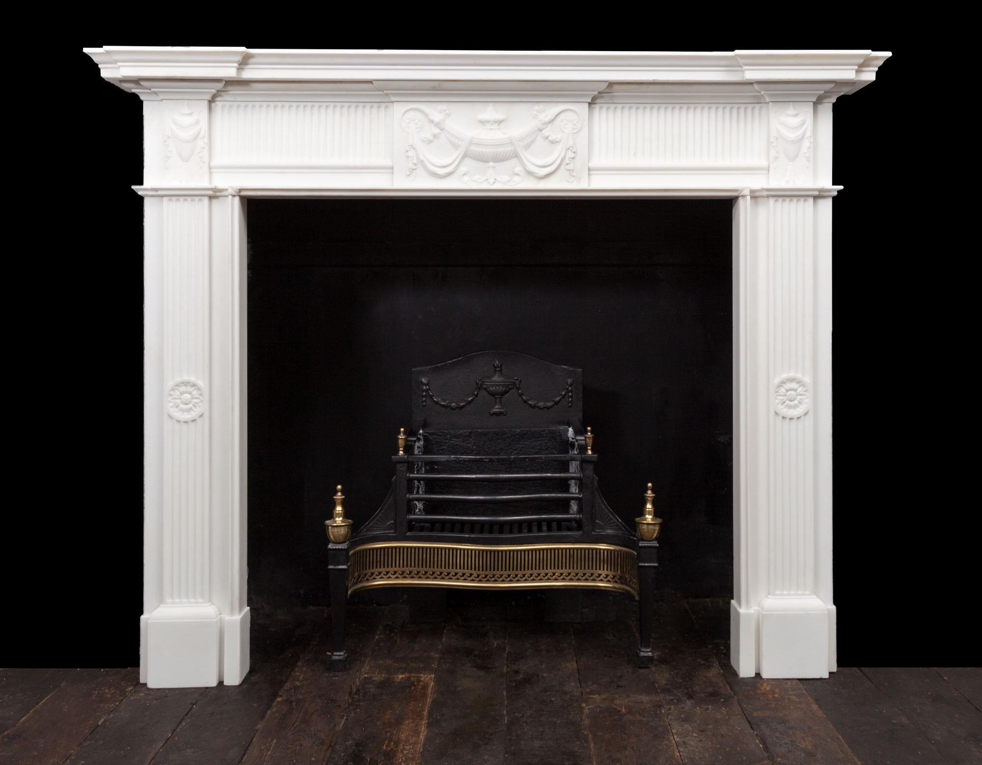 Carved Georgian Style Marble Fireplace by Ryan & Smith