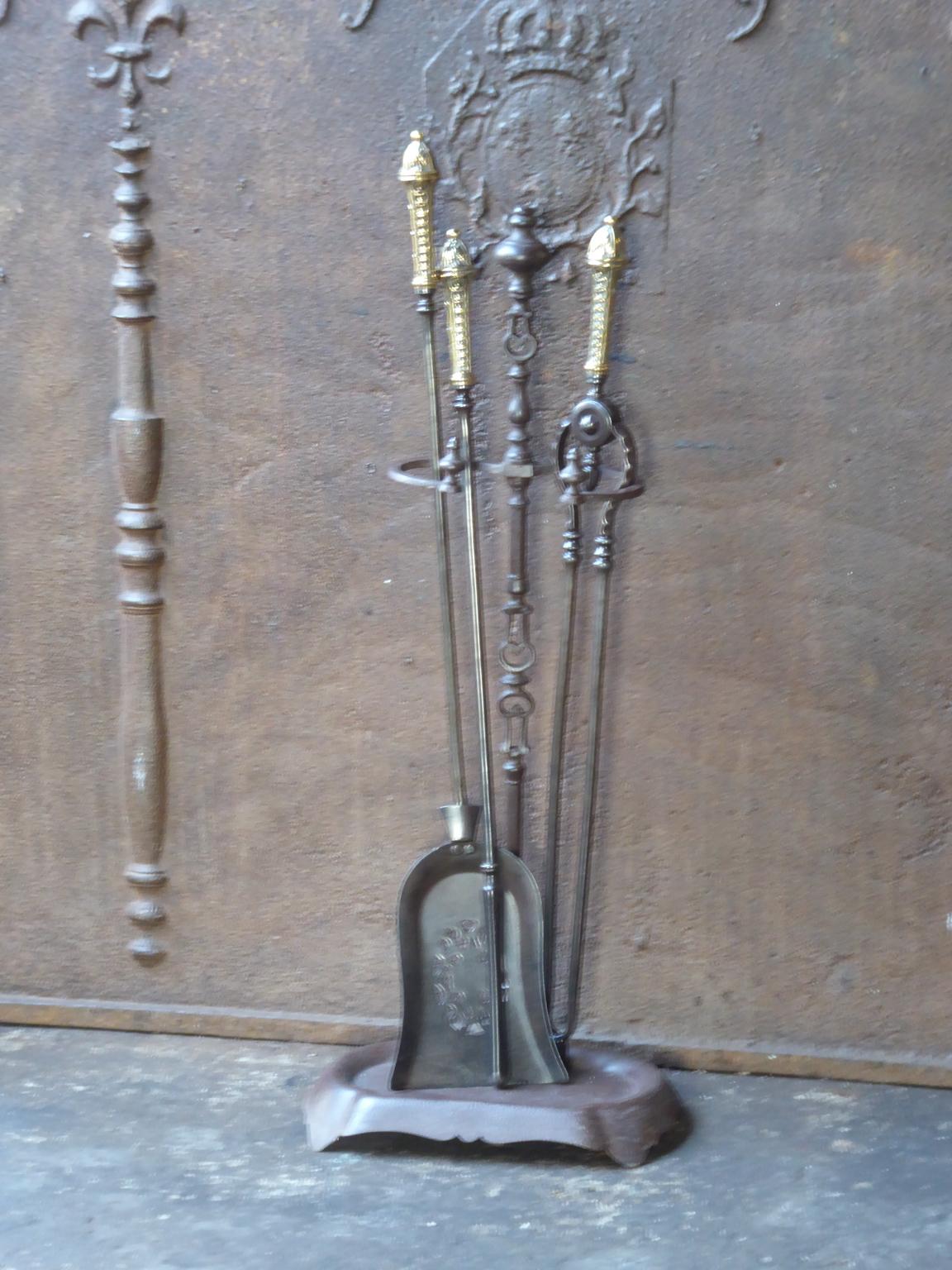 British Georgian Fireplace Tool Set or Fire Irons, 18th-19th Century