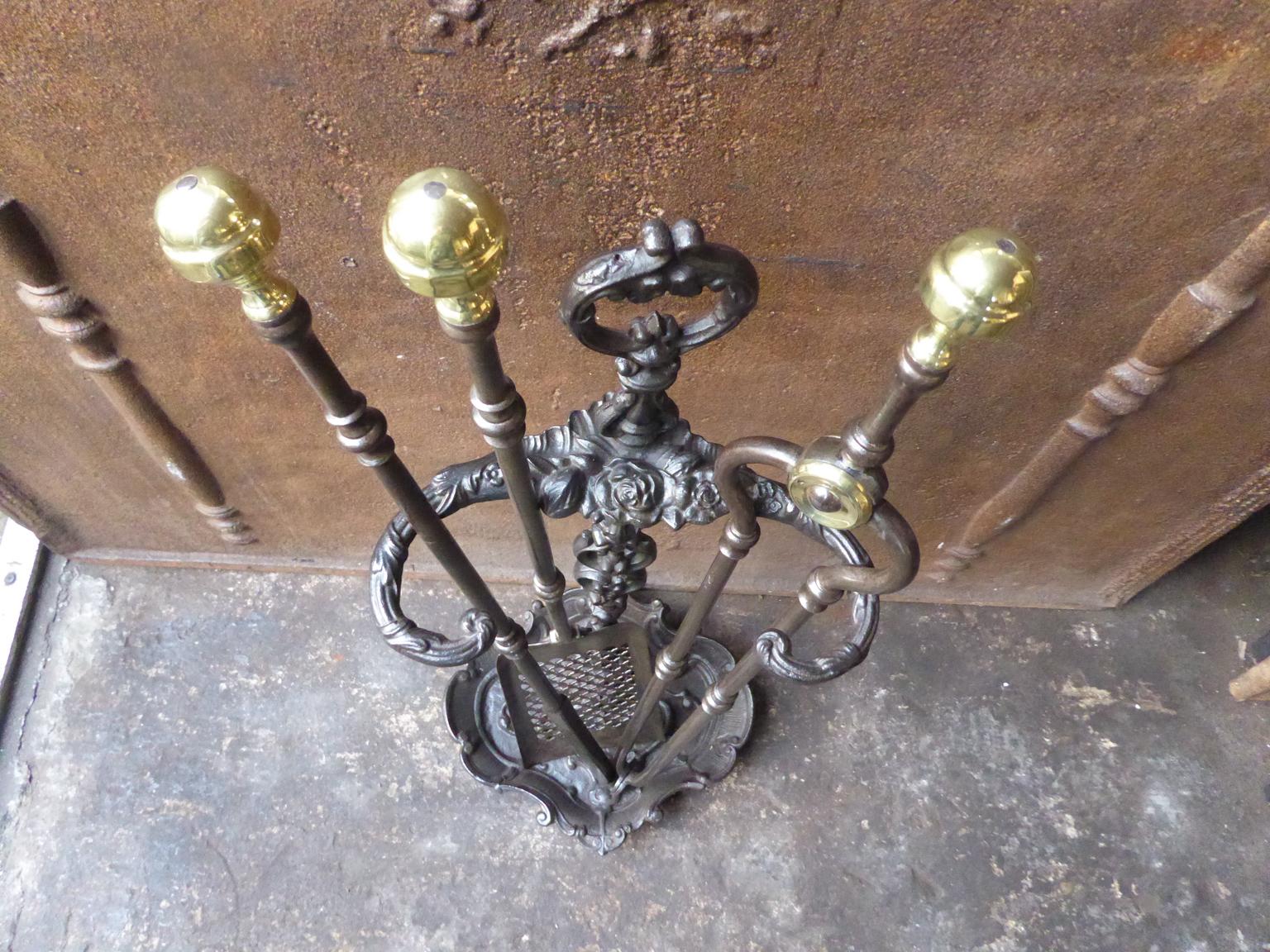 antique cast iron fireplace tools