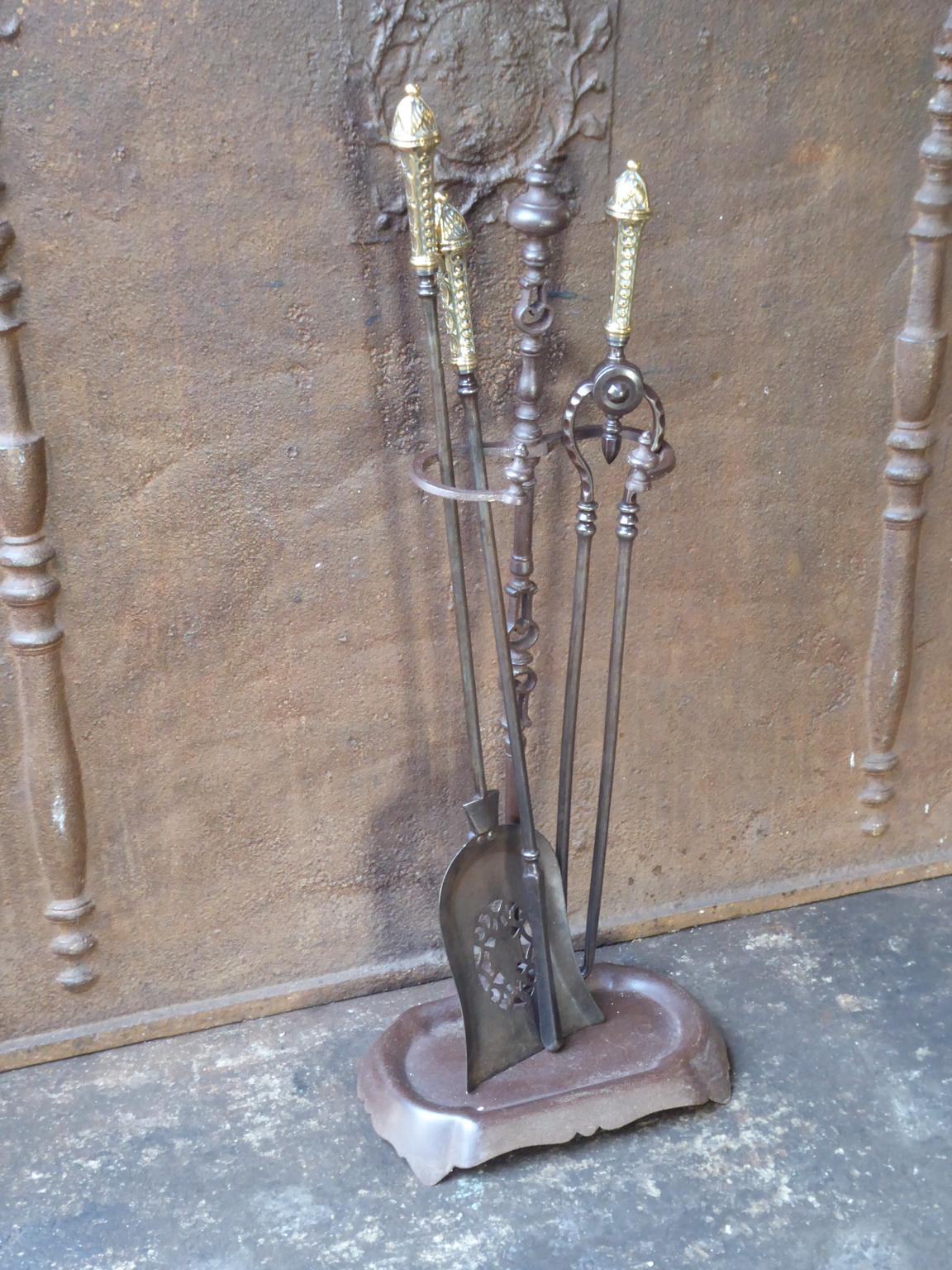 Forged Georgian Fireplace Tool Set or Fire Irons, 18th-19th Century