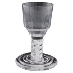 Georgian Firing Glass Terraced Foot Opaque Twist c1760
