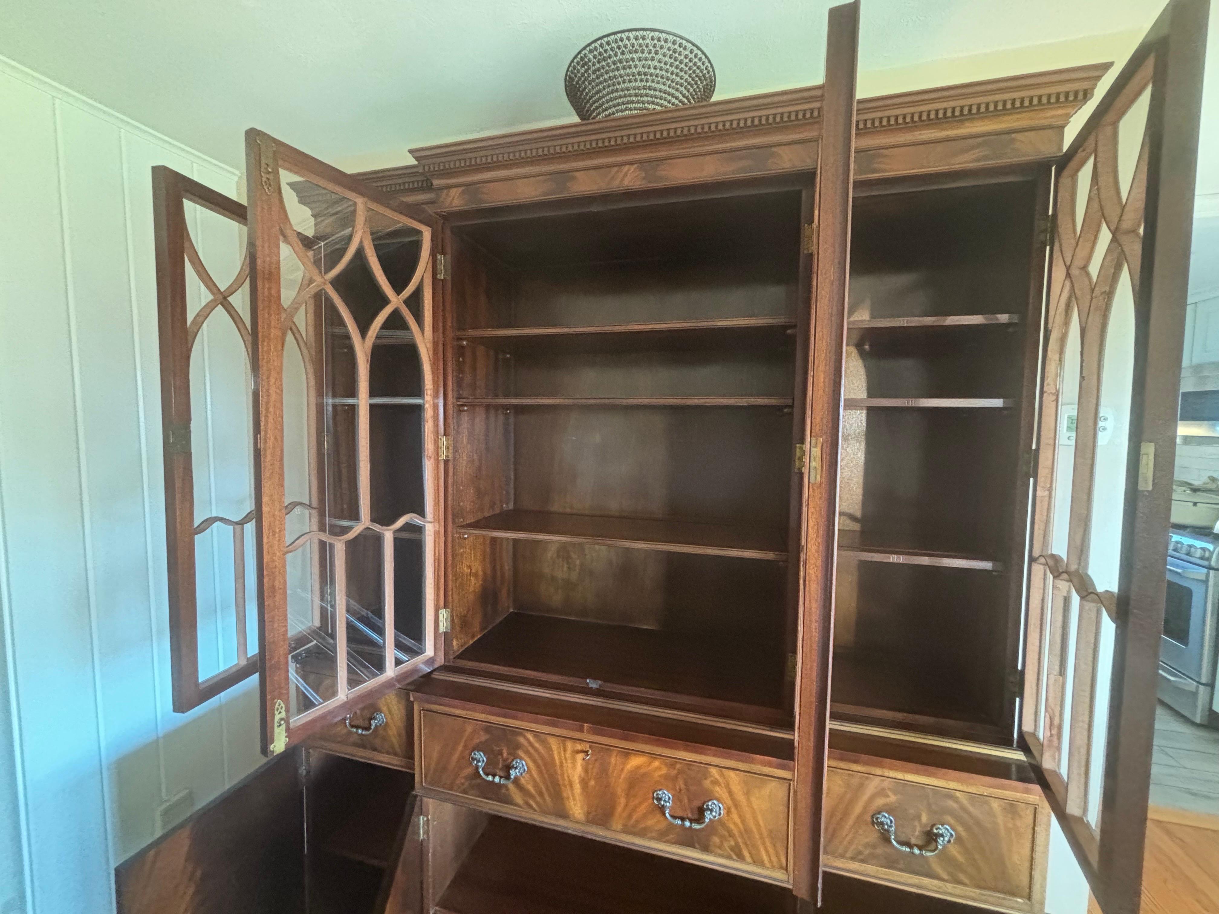 Georgian Flambeau Mahogany Breakfront 4
