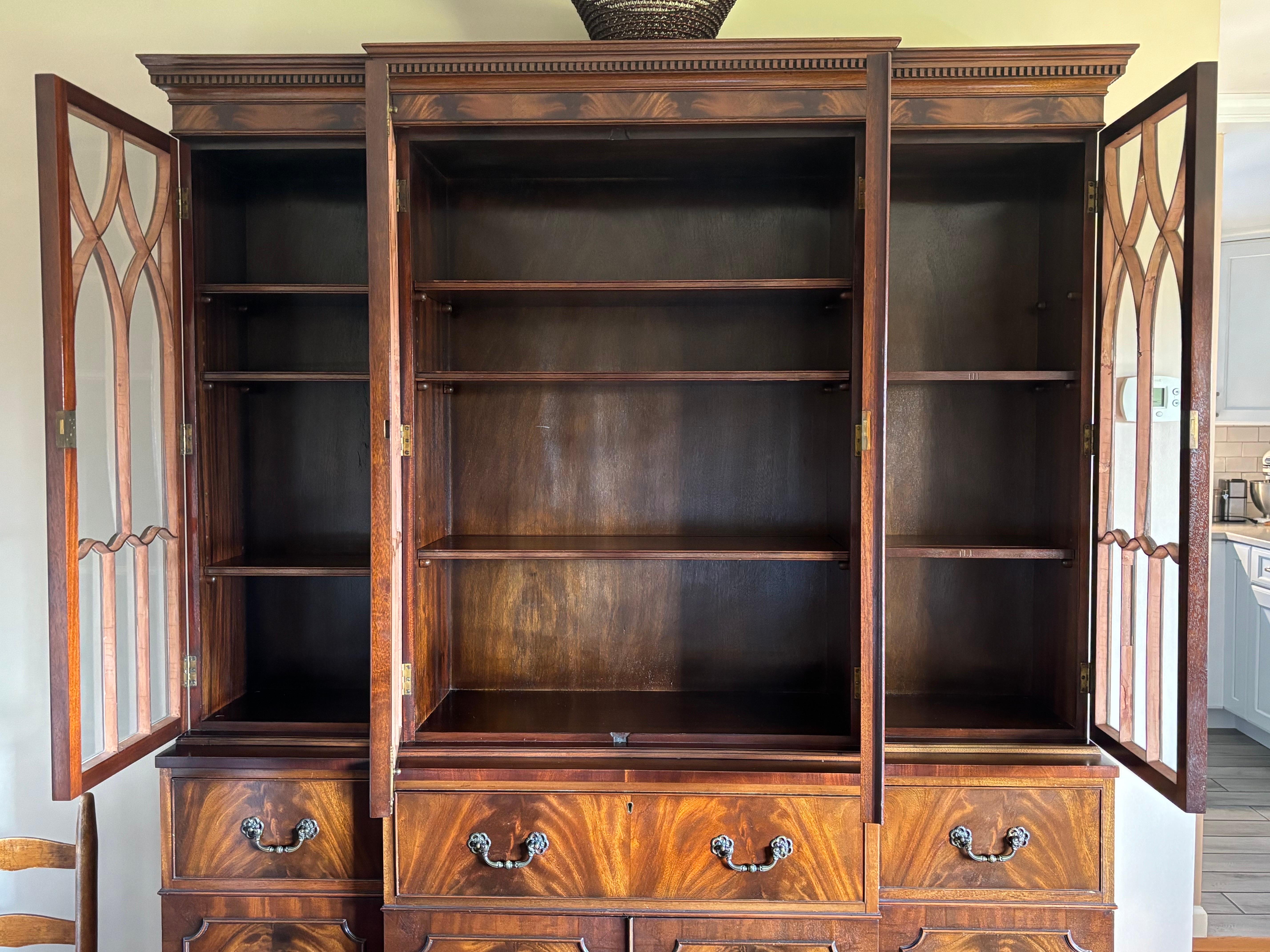 Georgian Flambeau Mahogany Breakfront 5