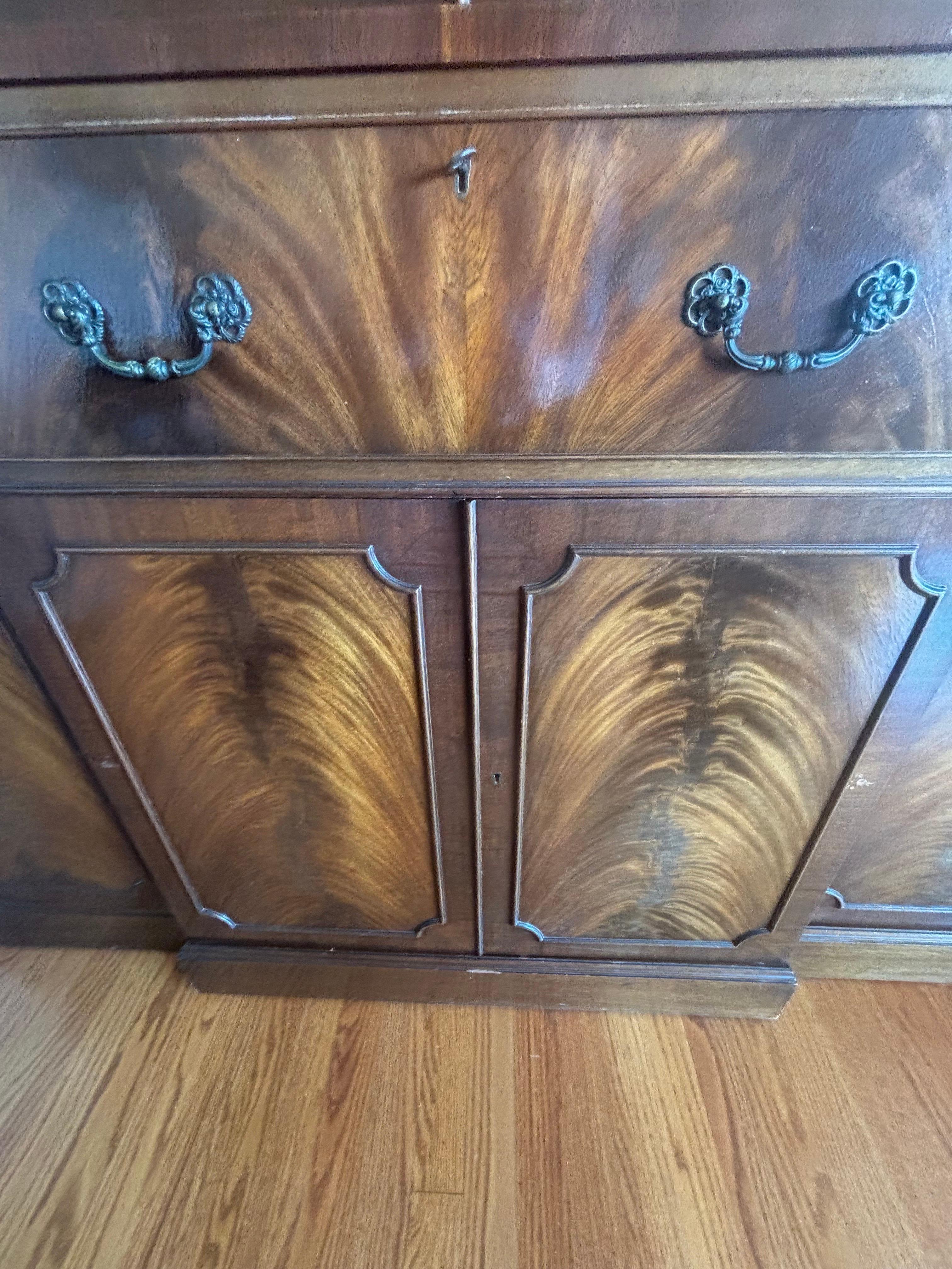 Georgian Flambeau Mahogany Breakfront 6