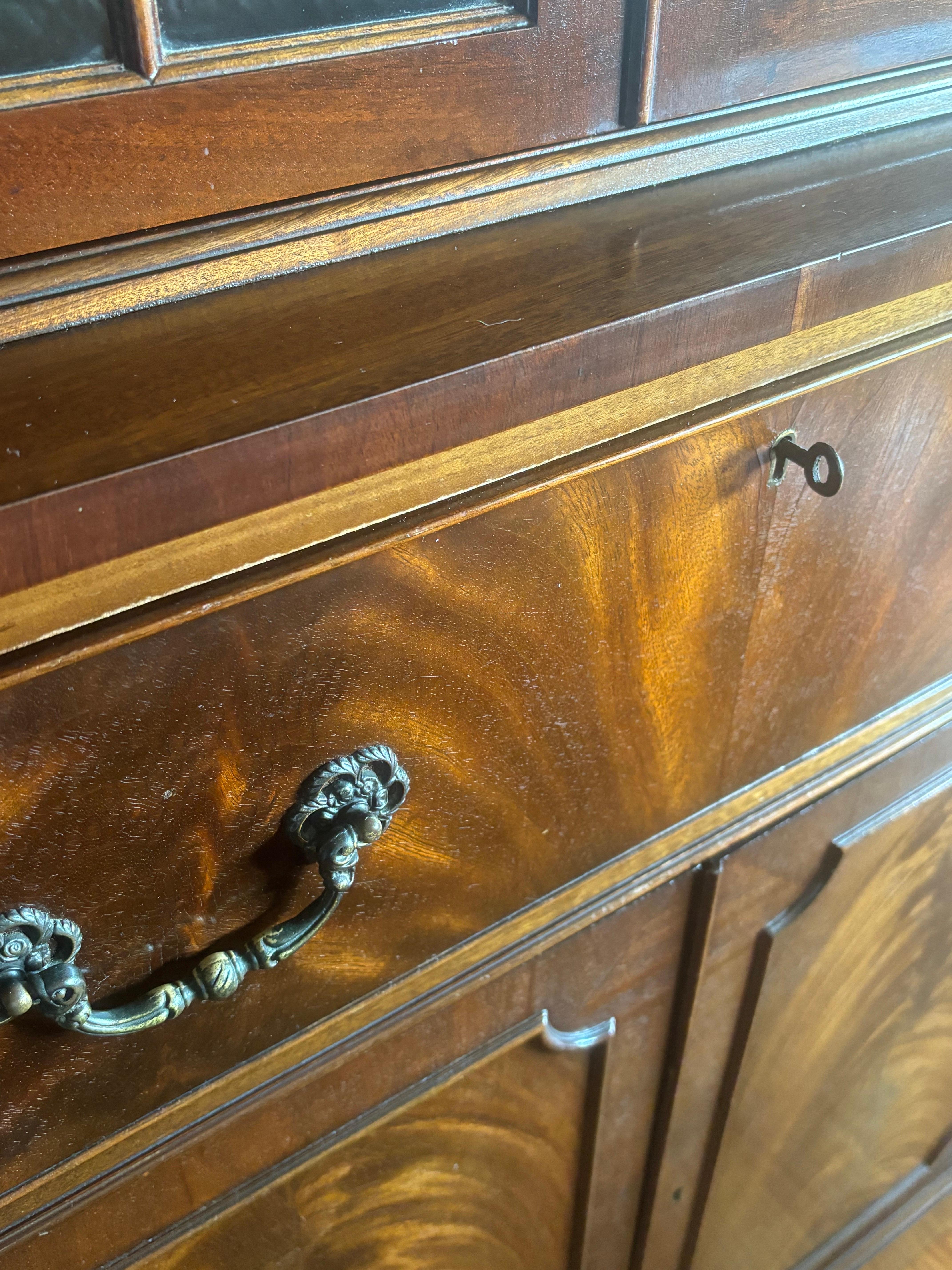 Georgian Flambeau Mahogany Breakfront 7