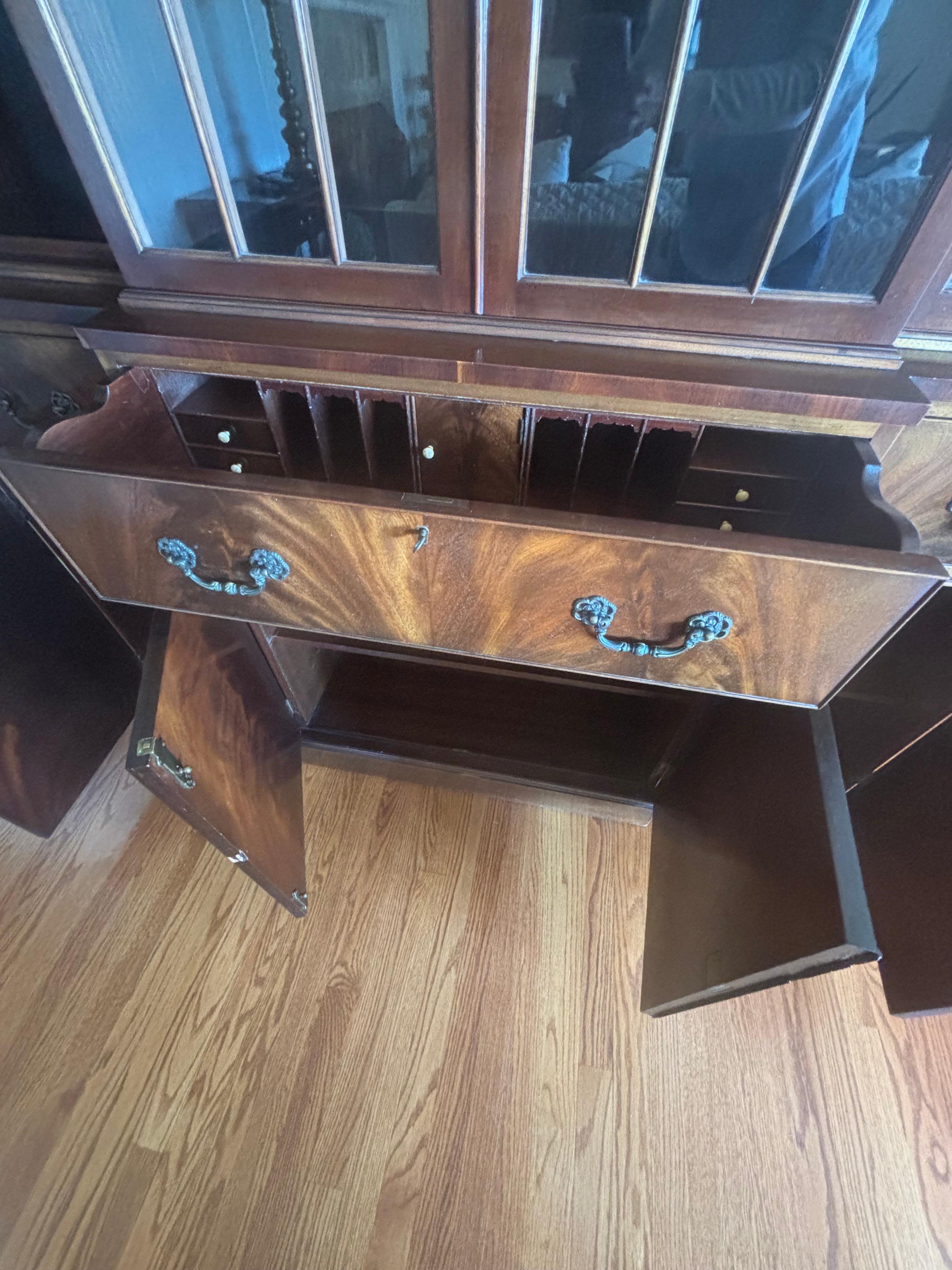 Georgian Flambeau Mahogany Breakfront 8