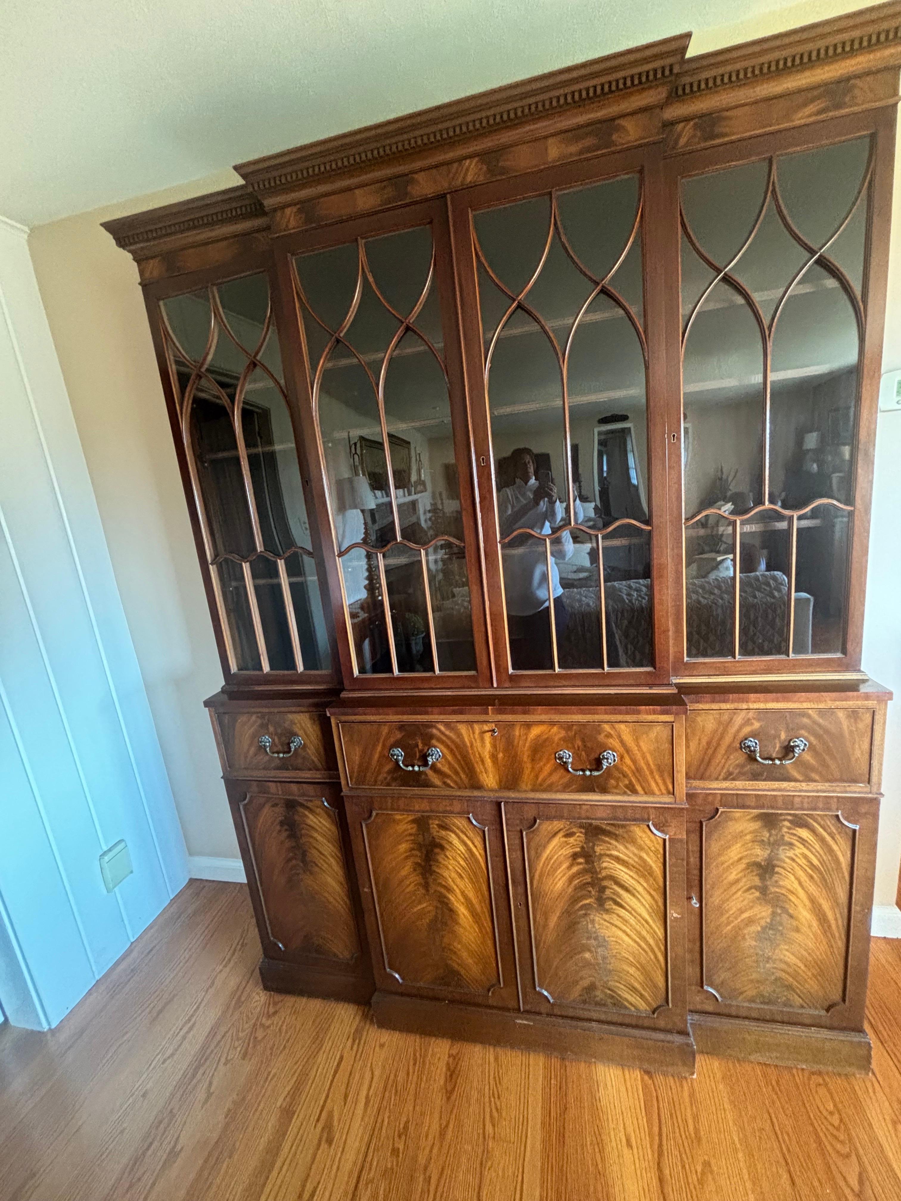 Georgian Flambeau Mahogany Breakfront 1