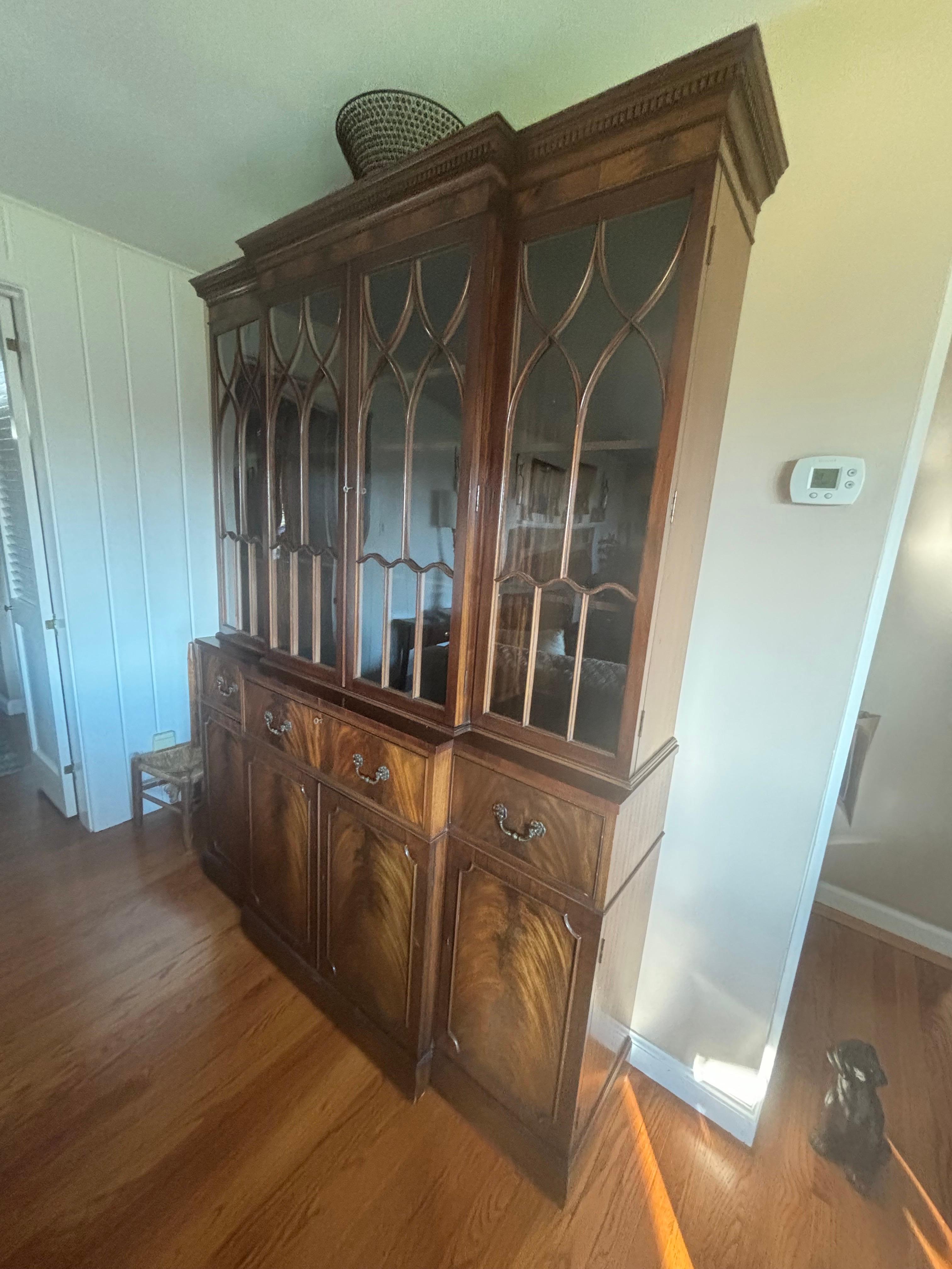 Georgian Flambeau Mahogany Breakfront 2