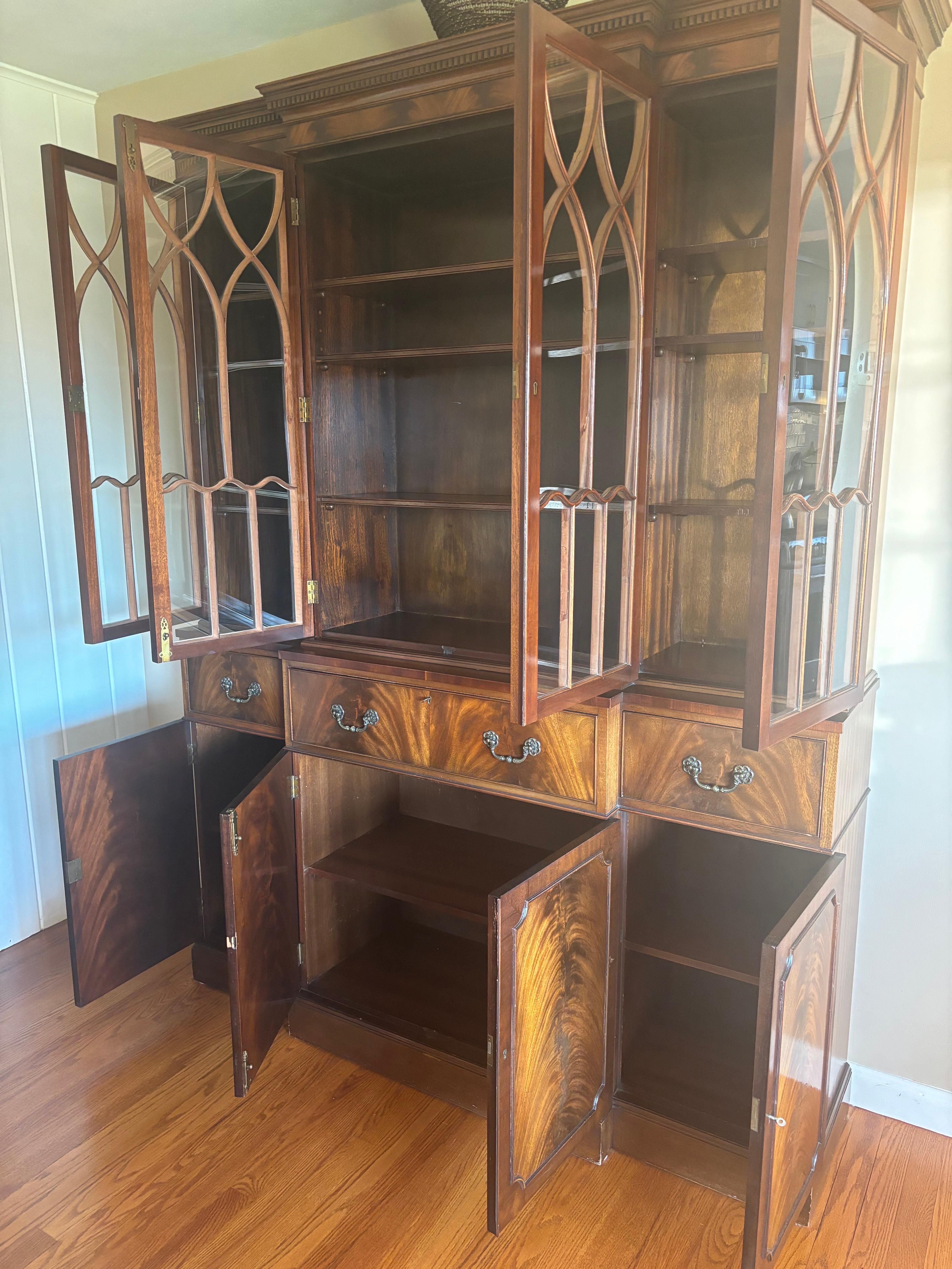 Georgian Flambeau Mahogany Breakfront 3
