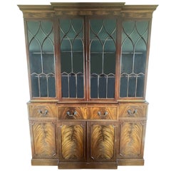 Georgian Flambeau Mahogany Breakfront