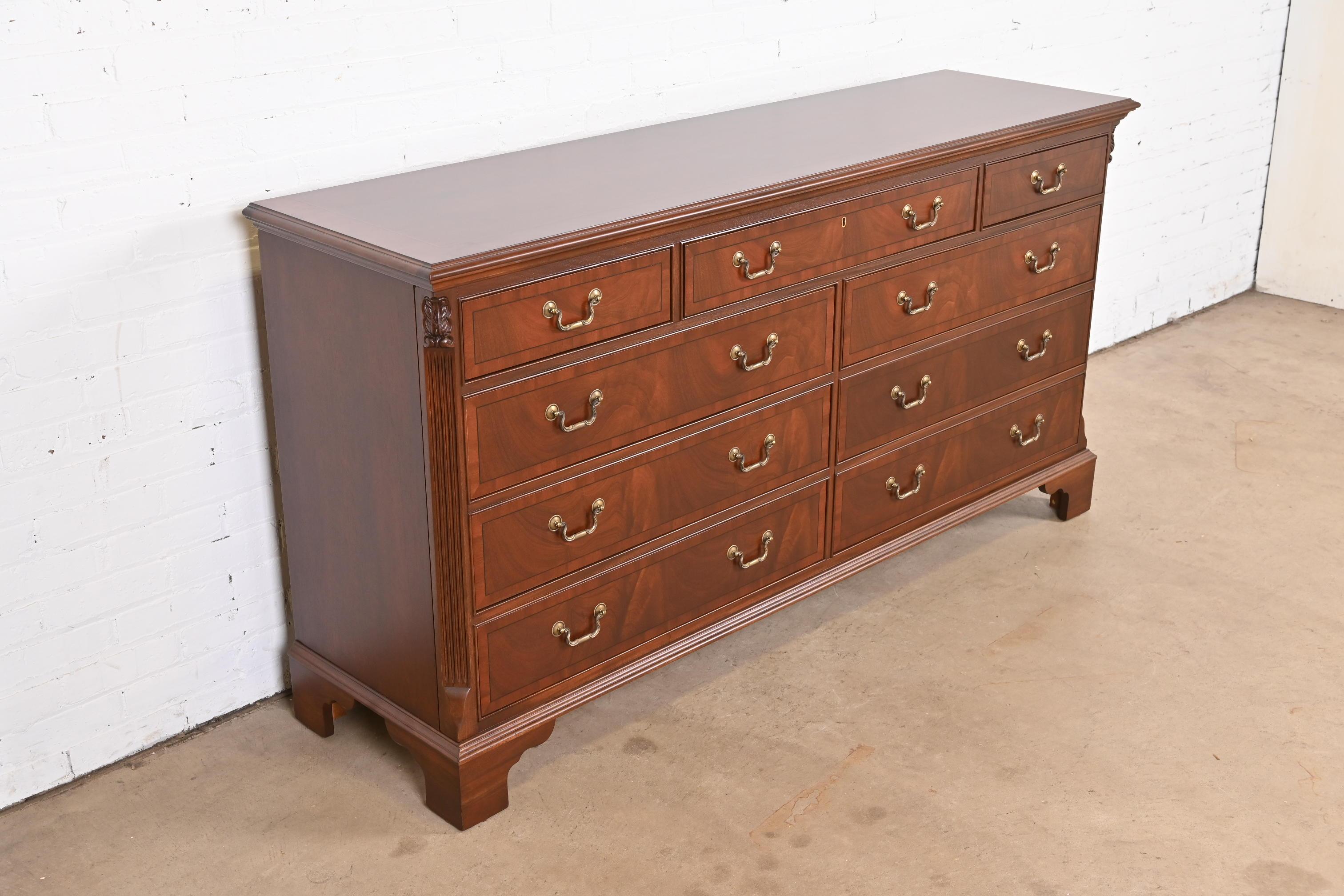 Georgian Flame Mahogany Dresser, Newly Refinished 1