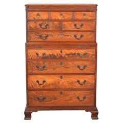 Georgian Flame Mahogany Highboy Dresser in the Manner of Baker Furniture